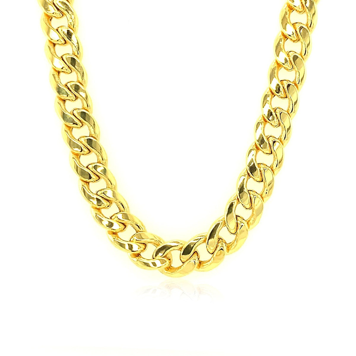 14k Yellow Gold Miami Cuban Semi Solid Chain (7.00 mm) - LinkagejewelrydesignLinkagejewelrydesign