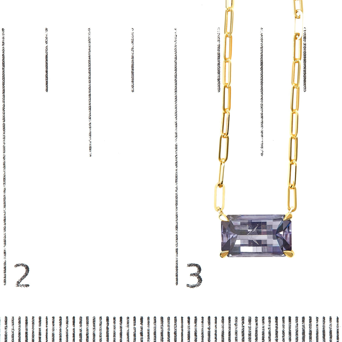 14K Yellow Gold Natural 2 7/8 Cttw Pixel Cut Emerald Bicolor Tanzanite Pendant Necklace with Paperclip Chain - 18 Inches - LinkagejewelrydesignLinkagejewelrydesign