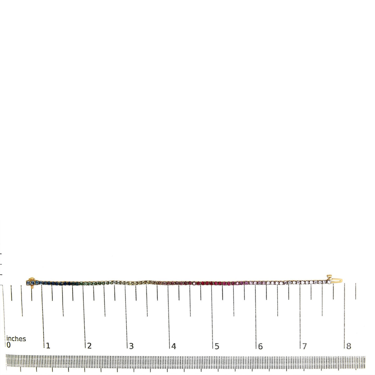 14K Yellow Gold Natural Rainbow Gemstone Sapphire and Tsavorite Tennis Bracelet - 7" Inches - LinkagejewelrydesignLinkagejewelrydesign