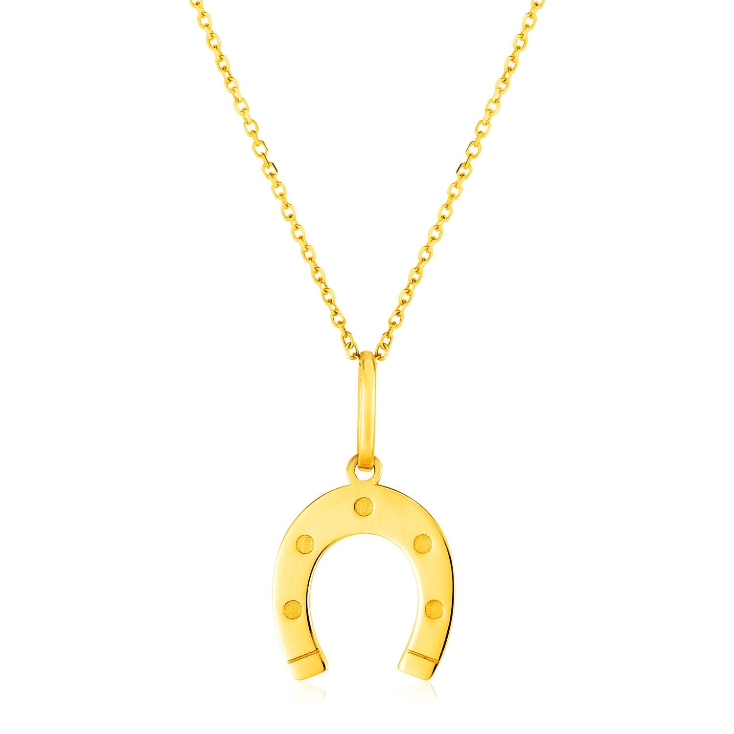 14K Yellow Gold Necklace with Horseshoe - LinkagejewelrydesignLinkagejewelrydesign