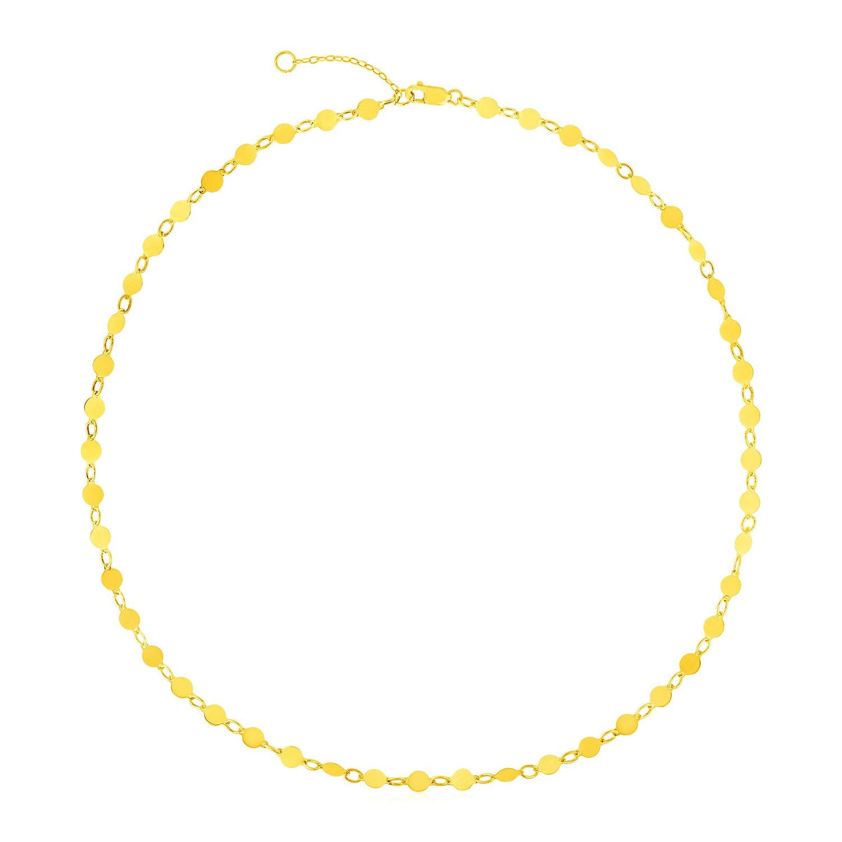 14k Yellow Gold Necklace with Polished Circles - LinkagejewelrydesignLinkagejewelrydesign