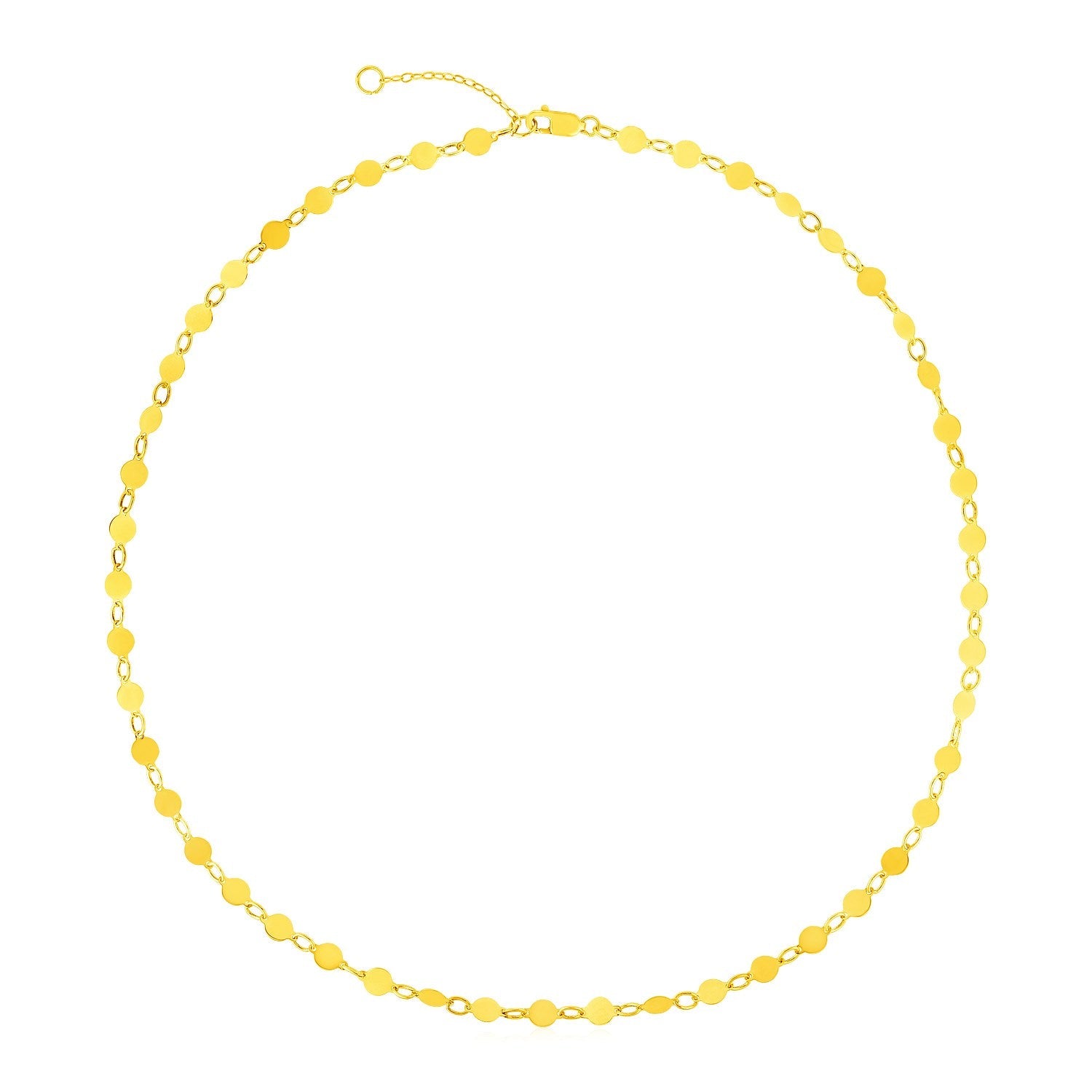14k Yellow Gold Necklace with Polished Circles - LinkagejewelrydesignLinkagejewelrydesign