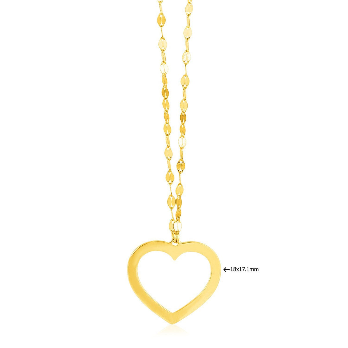 14k Yellow Gold Necklace with Reversible Heart Pendant - LinkagejewelrydesignLinkagejewelrydesign