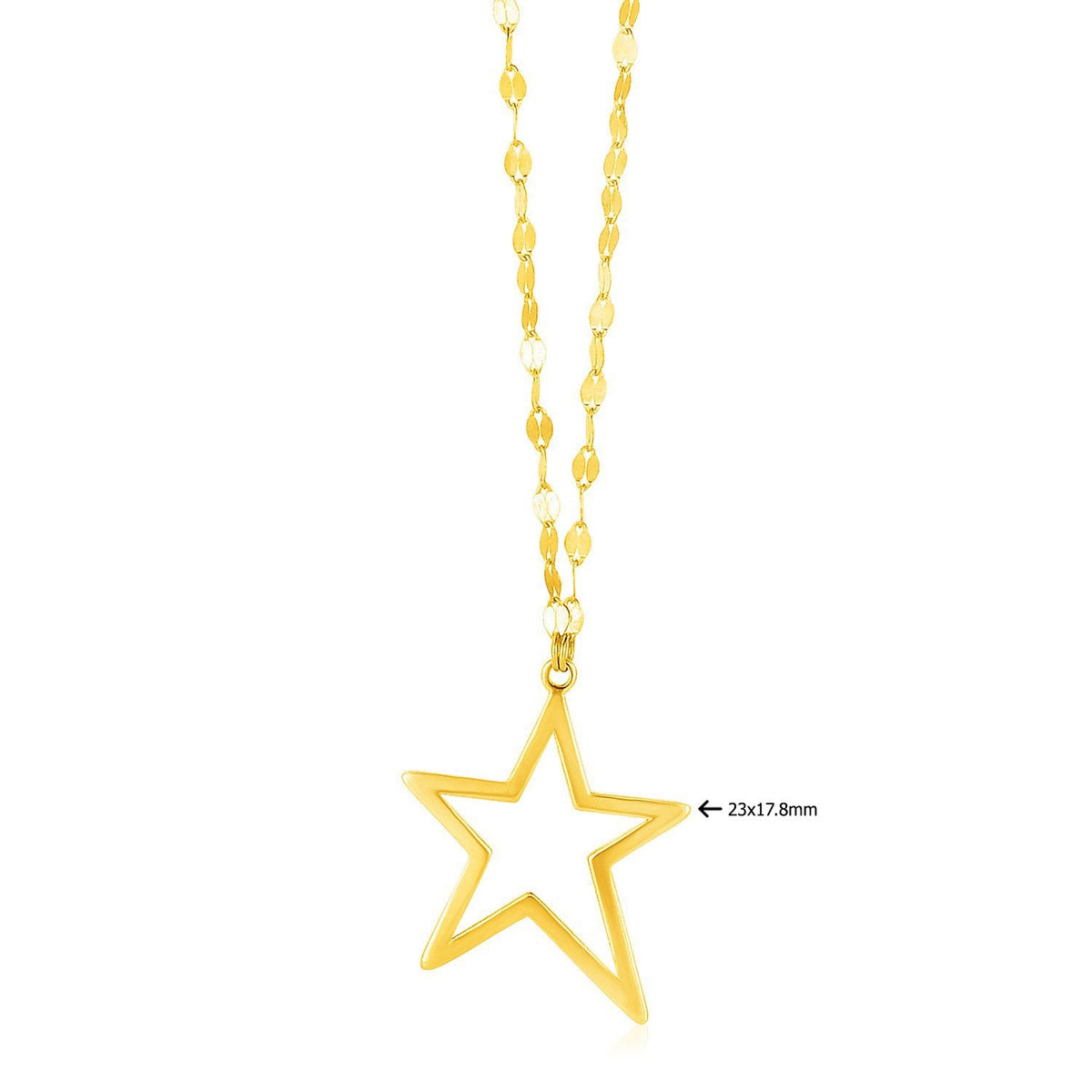 14k Yellow Gold Necklace with Star Pendant - LinkagejewelrydesignLinkagejewelrydesign
