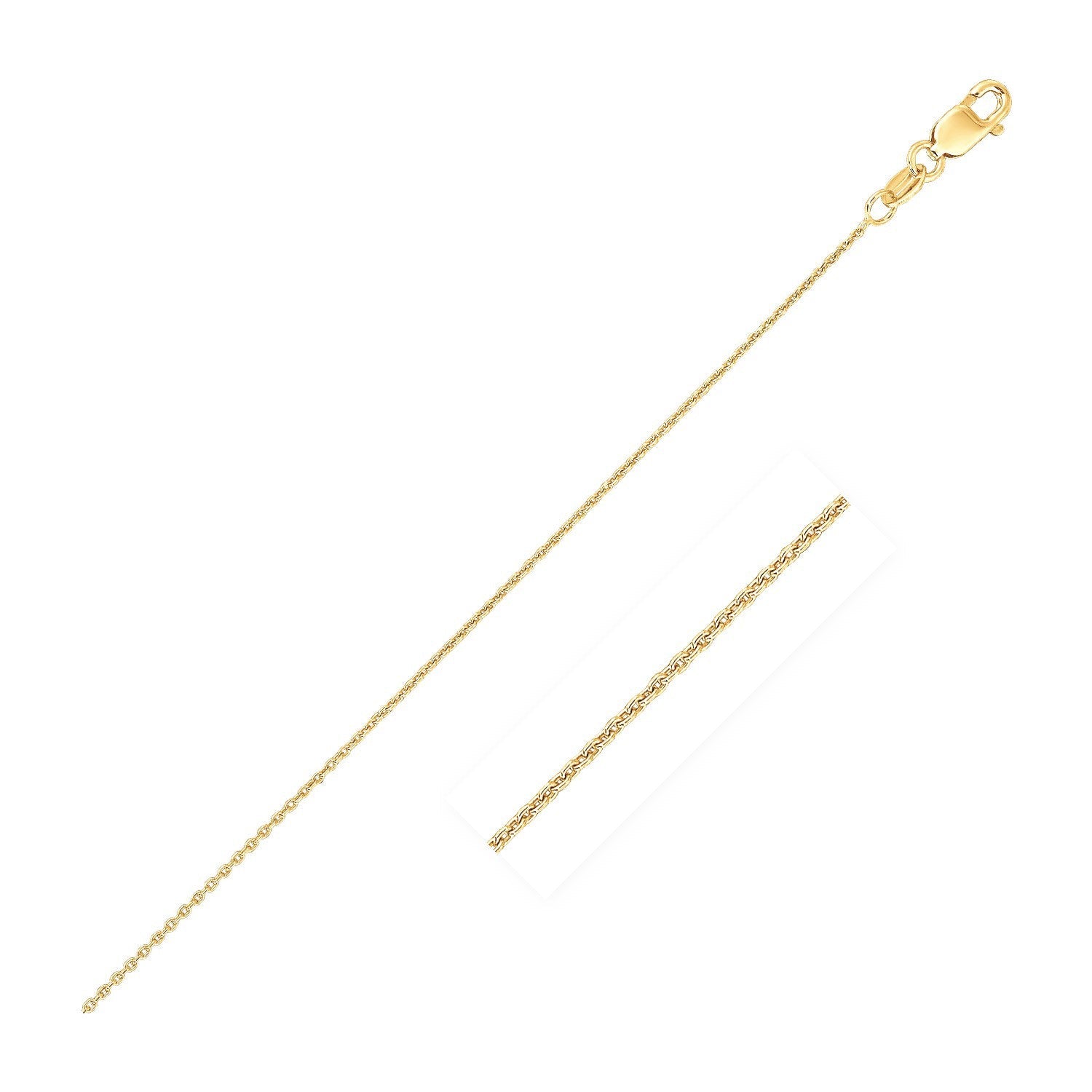 14k Yellow Gold Oval Cable Link Chain (0.85 mm) - LinkagejewelrydesignLinkagejewelrydesign