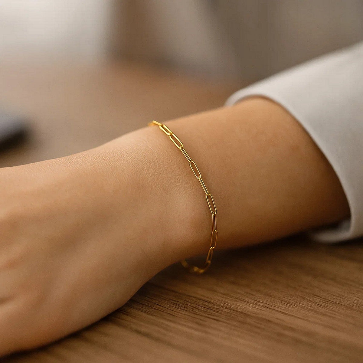 14K Yellow Gold Paperclip Bracelet (2.50 mm) - LinkagejewelrydesignLinkagejewelrydesign