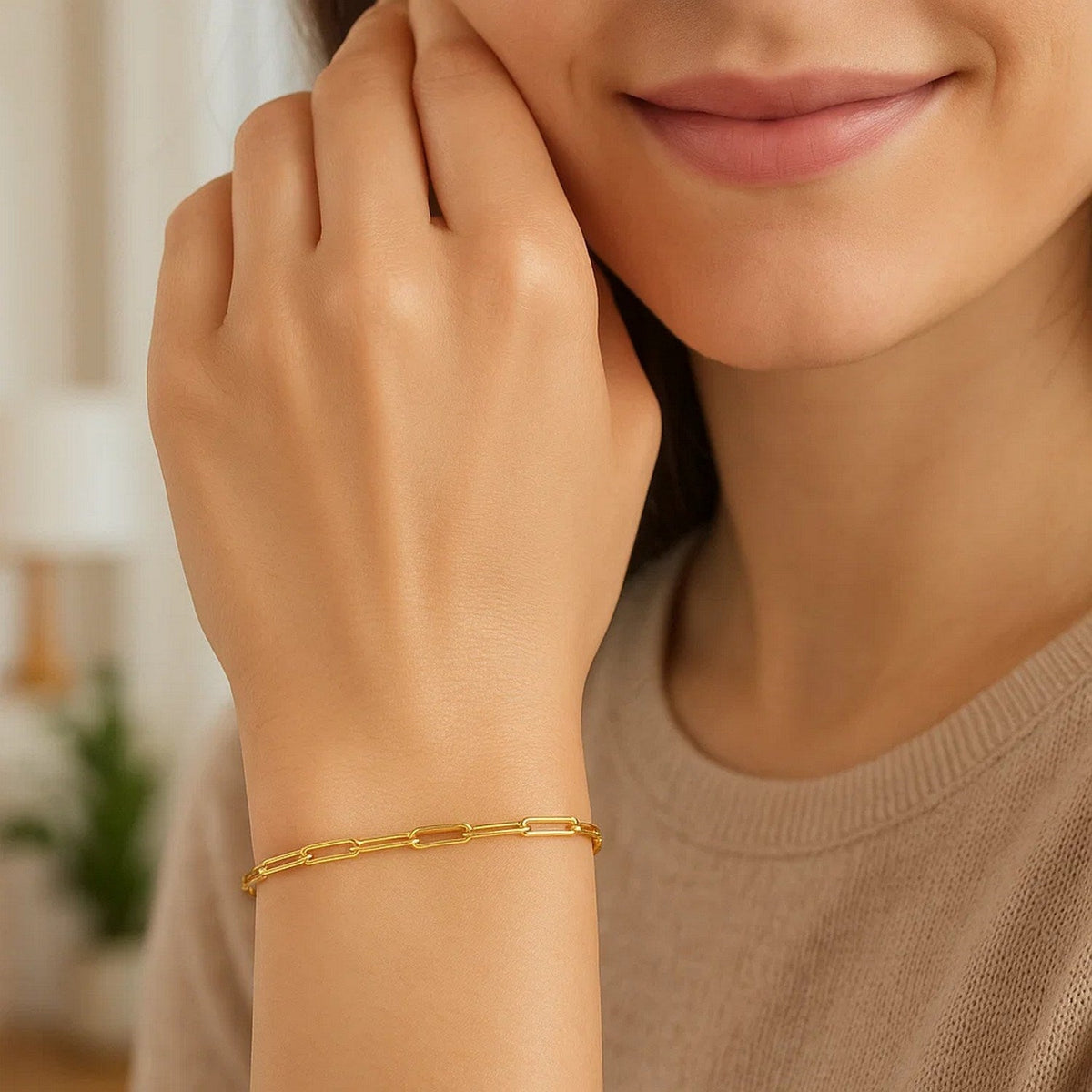 14K Yellow Gold Paperclip Bracelet (2.50 mm) - LinkagejewelrydesignLinkagejewelrydesign