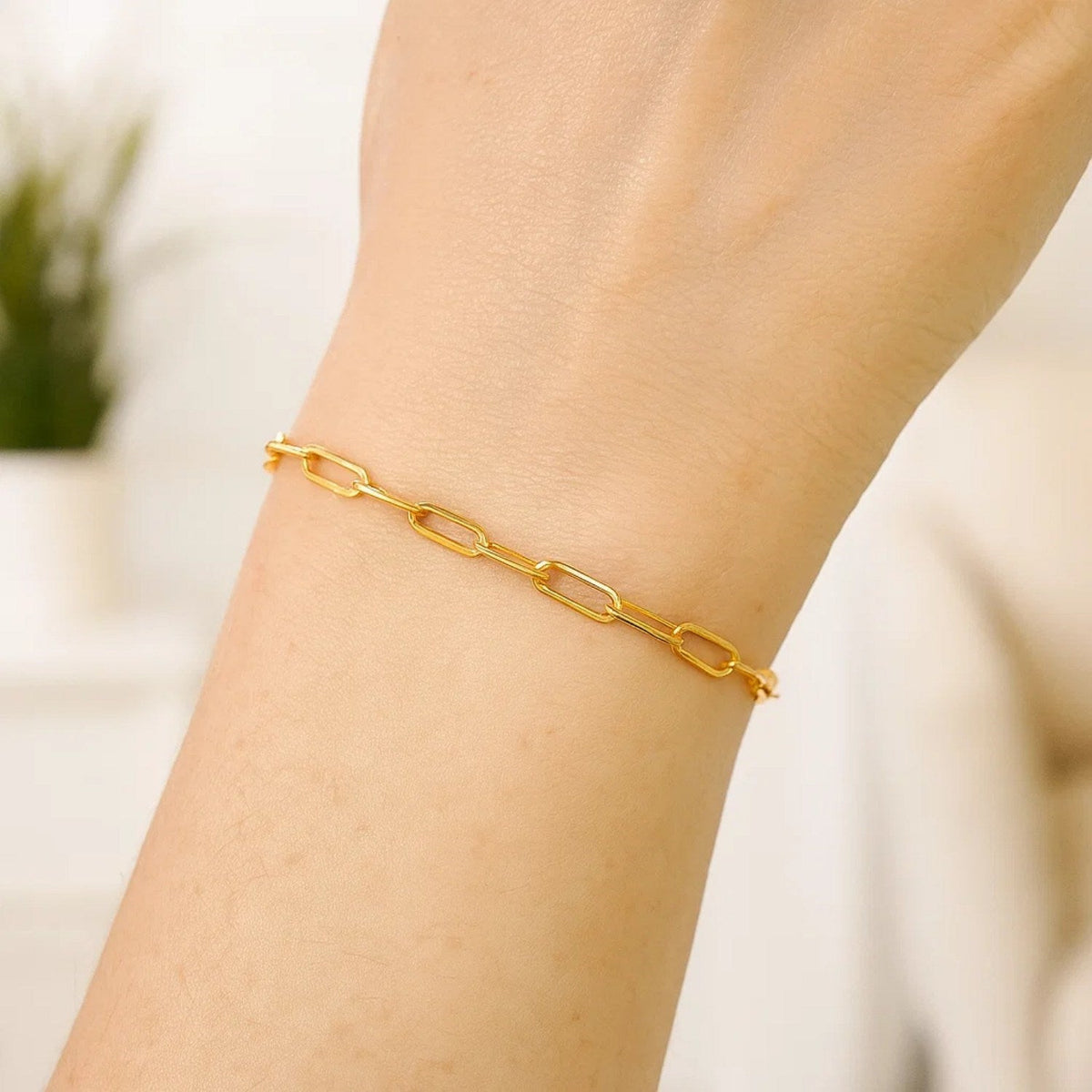 14K Yellow Gold Paperclip Bracelet (3.50 mm) - LinkagejewelrydesignLinkagejewelrydesign