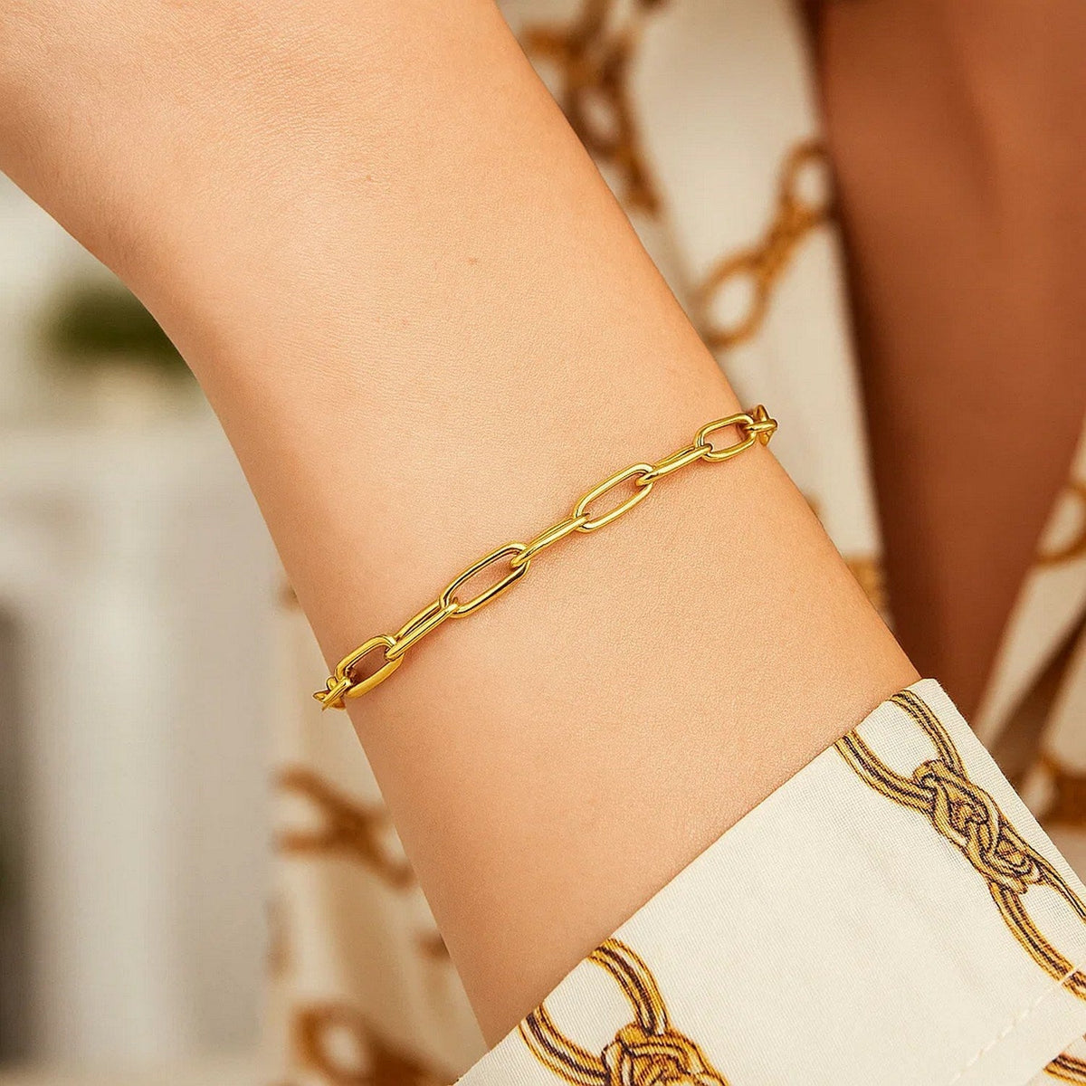 14K Yellow Gold Paperclip Bracelet (4.0mm) - LinkagejewelrydesignLinkagejewelrydesign
