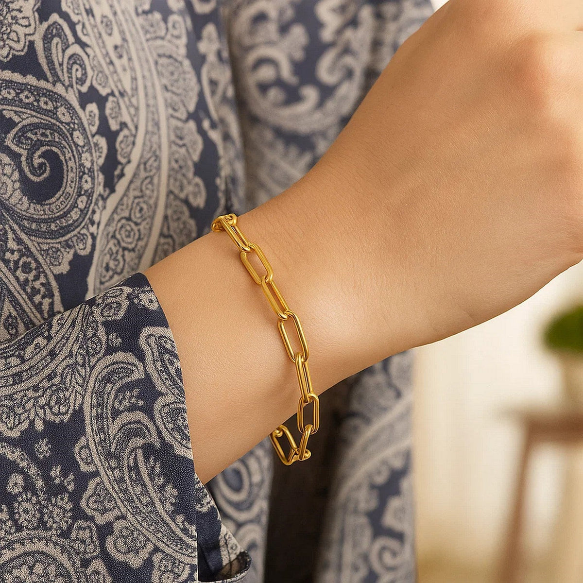 14K Yellow Gold Paperclip Bracelet (4.0mm) - LinkagejewelrydesignLinkagejewelrydesign