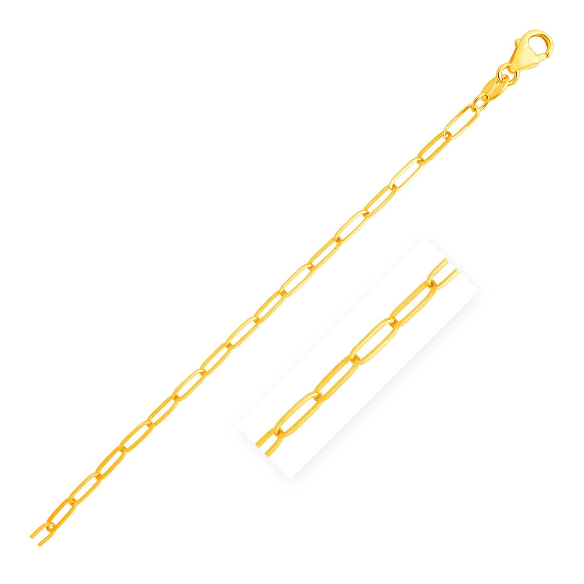 14K Yellow Gold Paperclip Chain (3.50 mm) - LinkagejewelrydesignLinkagejewelrydesign