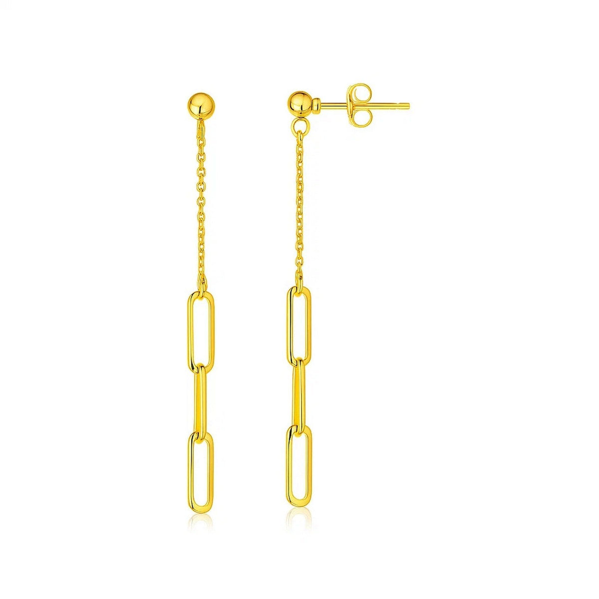 14K Yellow Gold Paperclip Chain and Fine Link Earrings - LinkagejewelrydesignLinkagejewelrydesign