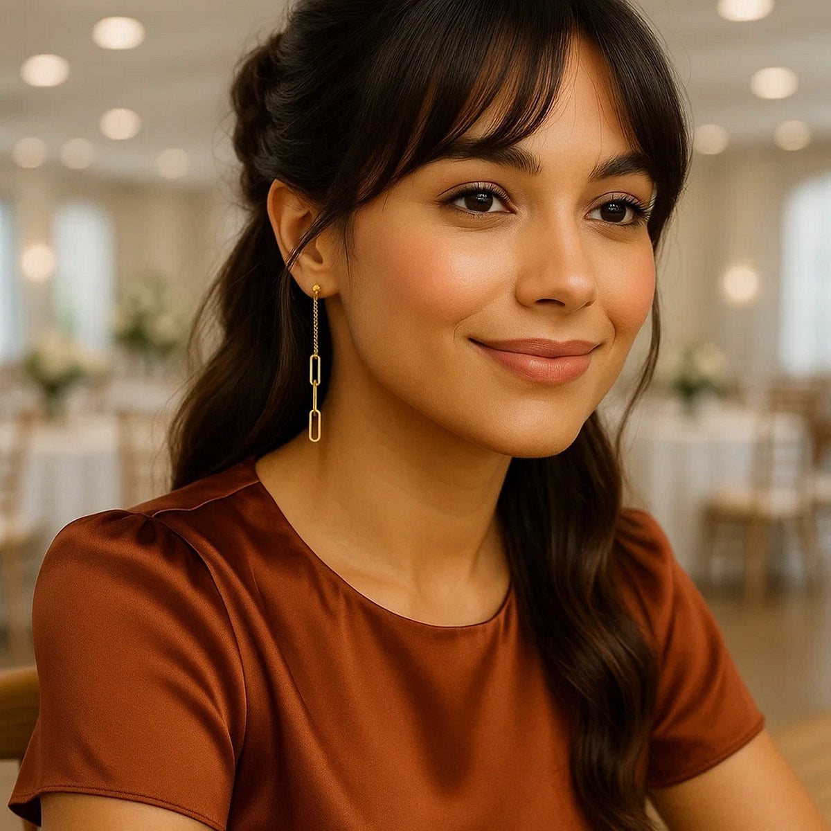 14K Yellow Gold Paperclip Chain and Fine Link Earrings - LinkagejewelrydesignLinkagejewelrydesign