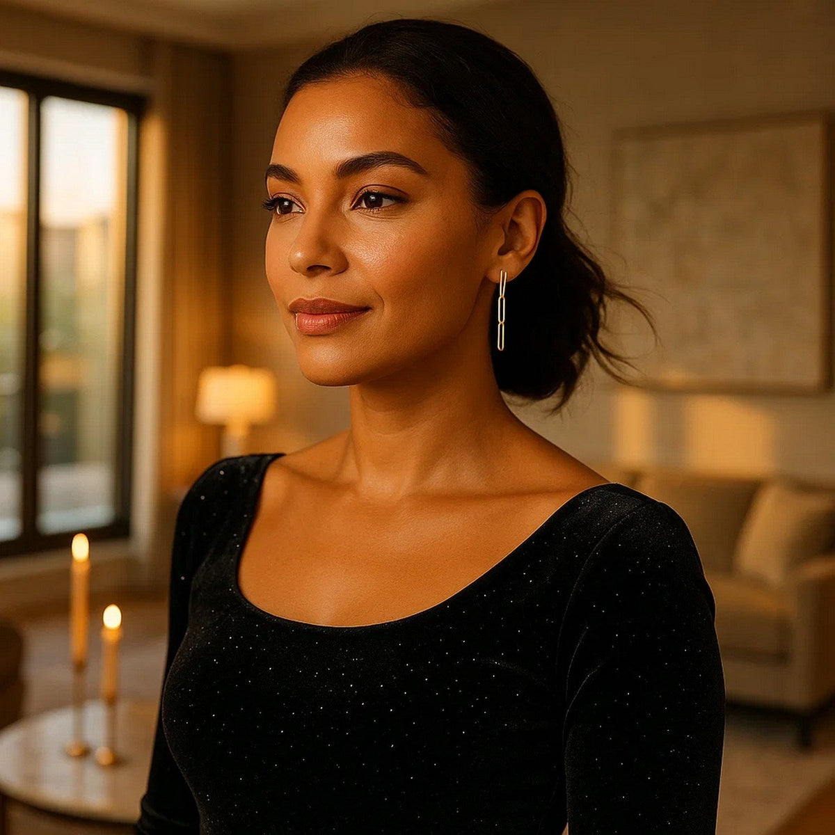 14k Yellow Gold Paperclip Chain Dangle Earrings - LinkagejewelrydesignLinkagejewelrydesign