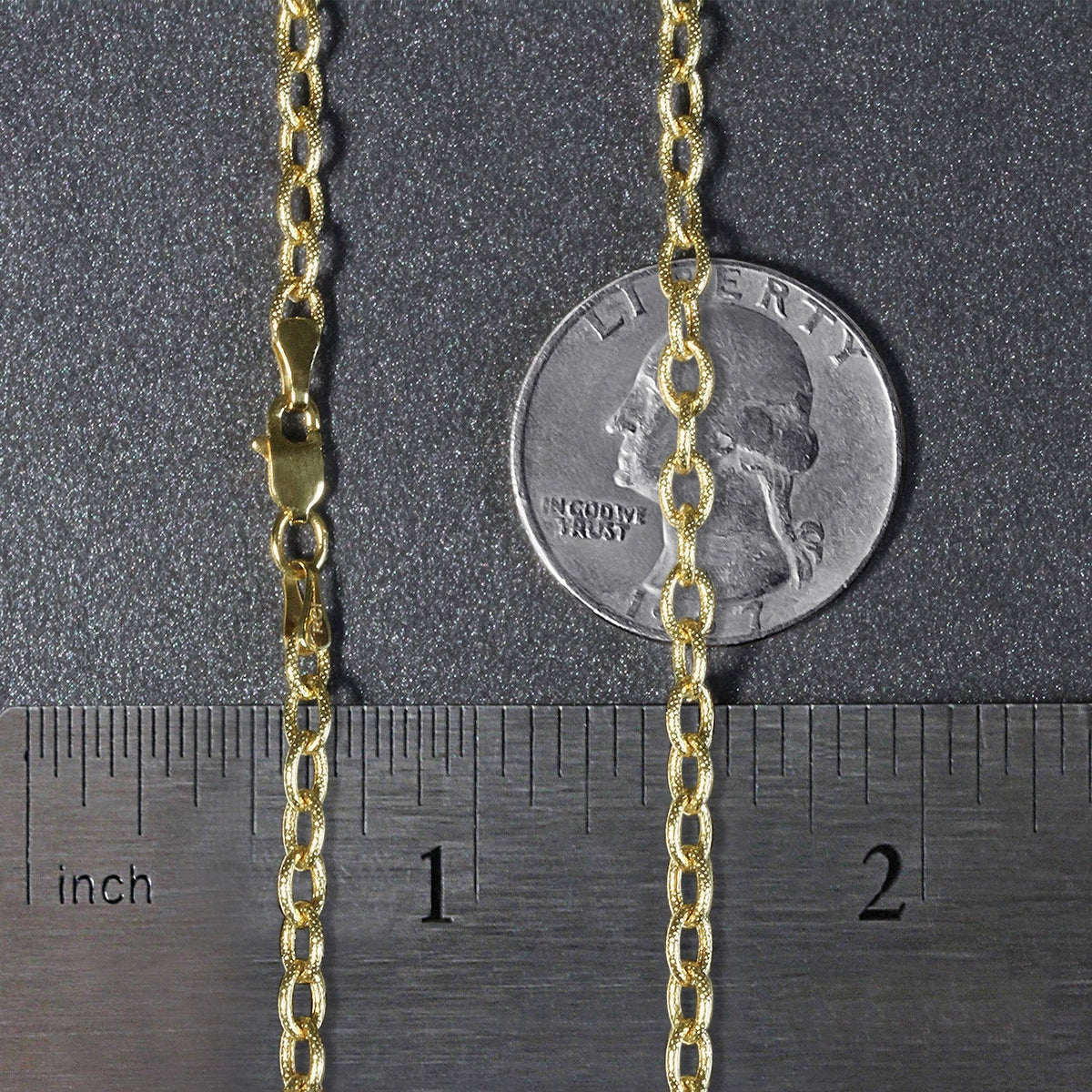 14k Yellow Gold Pendant Chain with Textured Links (3.3 mm) - LinkagejewelrydesignLinkagejewelrydesign