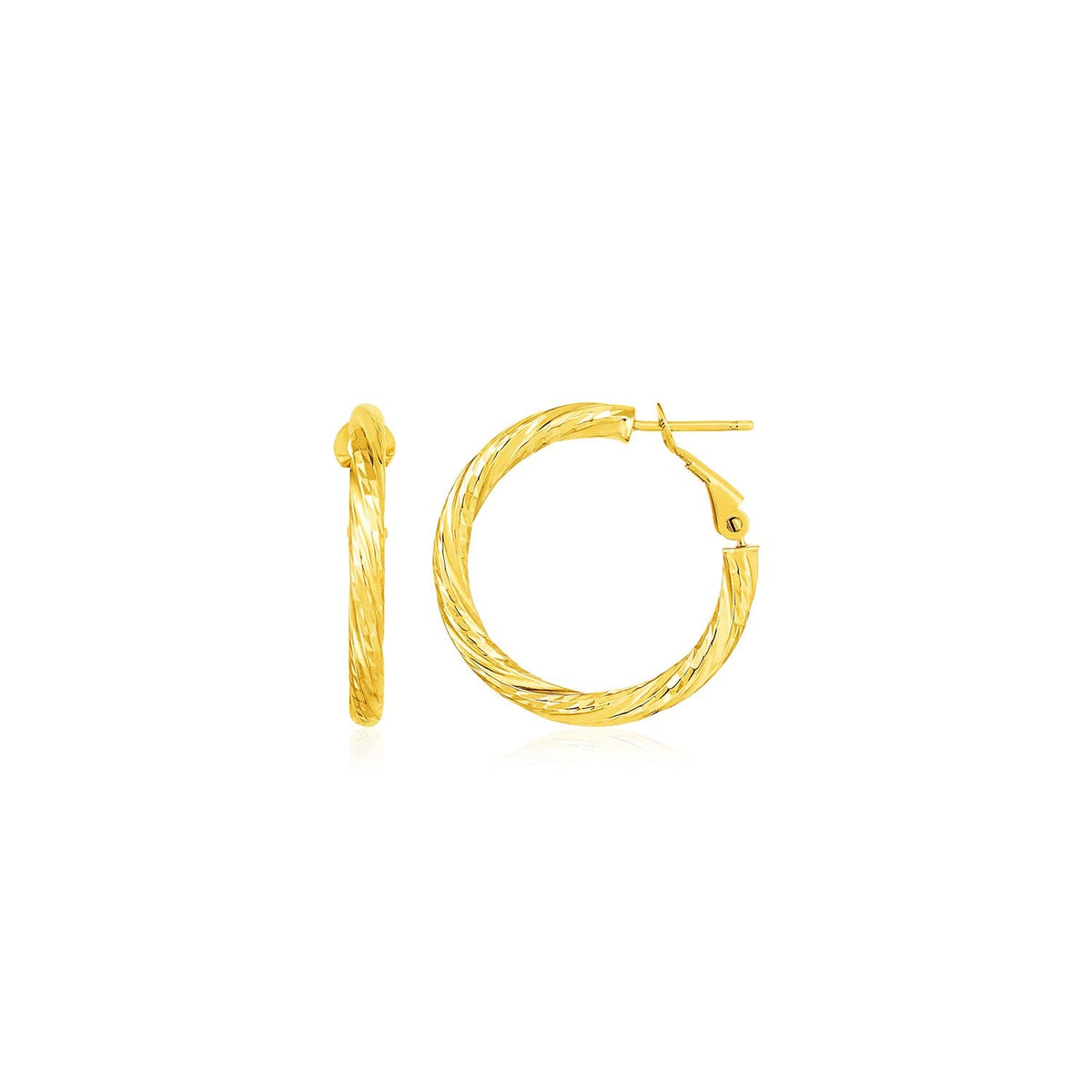 14k Yellow Gold Petite Twisted Round Hoop Earrings - LinkagejewelrydesignLinkagejewelrydesign