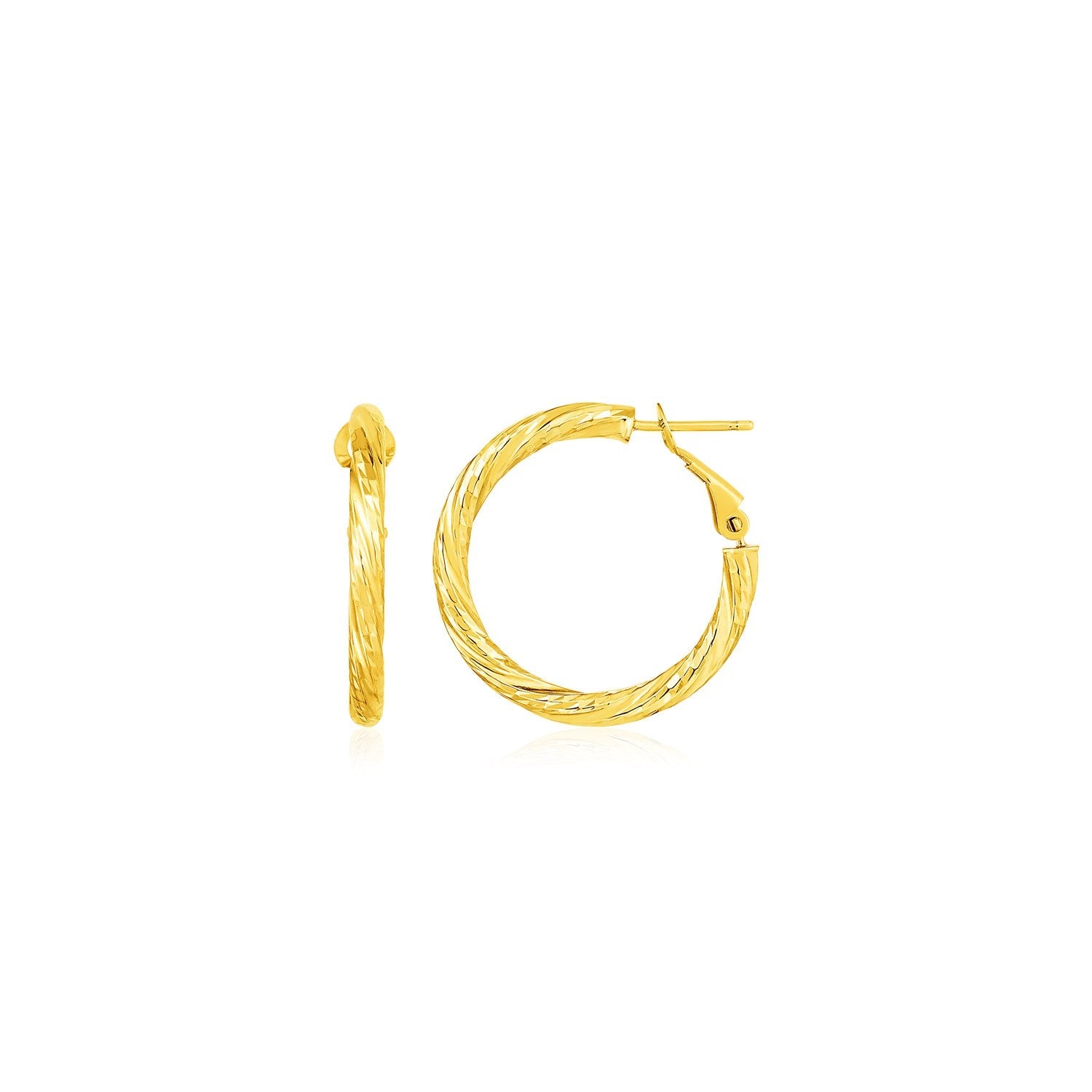 14k Yellow Gold Petite Twisted Round Hoop Earrings - LinkagejewelrydesignLinkagejewelrydesign