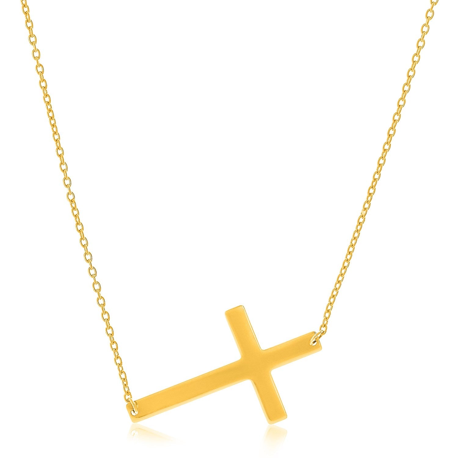 14k Yellow Gold Plain Cross Motif Necklace - LinkagejewelrydesignLinkagejewelrydesign