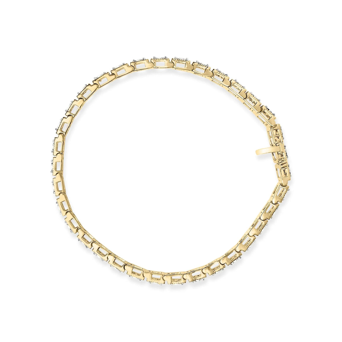 14K Yellow Gold Plated .925 Sterling Silver 1.0 Cttw Miracle Set Diamond Milgrain Link Tennis Bracelet (I - J Color, I2 - I3 Clarity) - 7&quot; Inches - LinkagejewelrydesignLinkagejewelrydesign