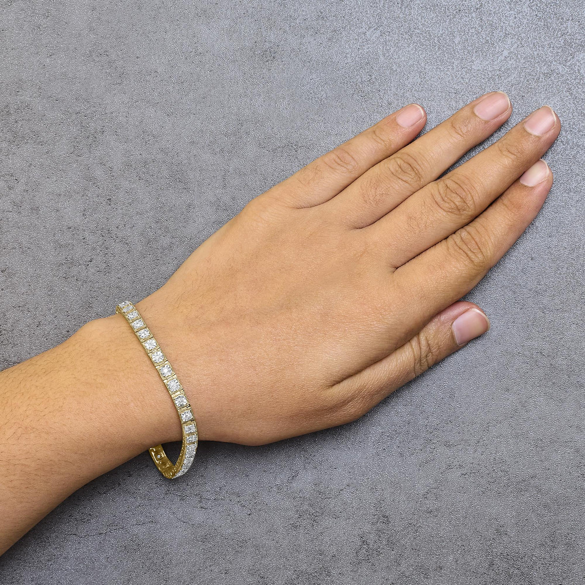 14K Yellow Gold Plated .925 Sterling Silver 1.0 Cttw Miracle Set Diamond Milgrain Link Tennis Bracelet (I - J Color, I2 - I3 Clarity) - 7&quot; Inches - LinkagejewelrydesignLinkagejewelrydesign