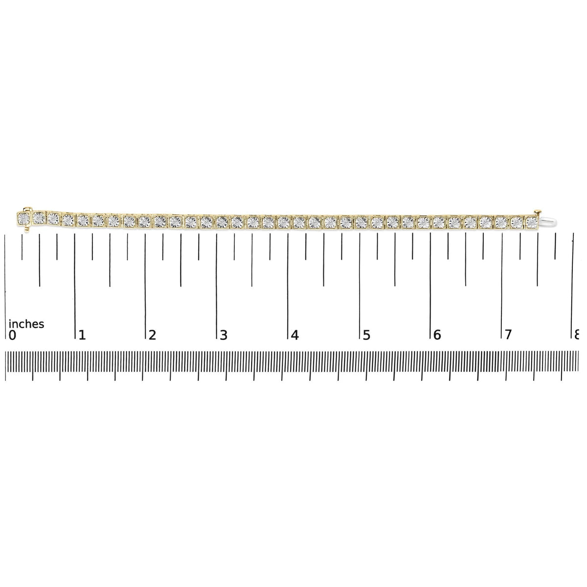14K Yellow Gold Plated .925 Sterling Silver 1.0 Cttw Miracle Set Diamond Milgrain Link Tennis Bracelet (I - J Color, I2 - I3 Clarity) - 7&quot; Inches - LinkagejewelrydesignLinkagejewelrydesign