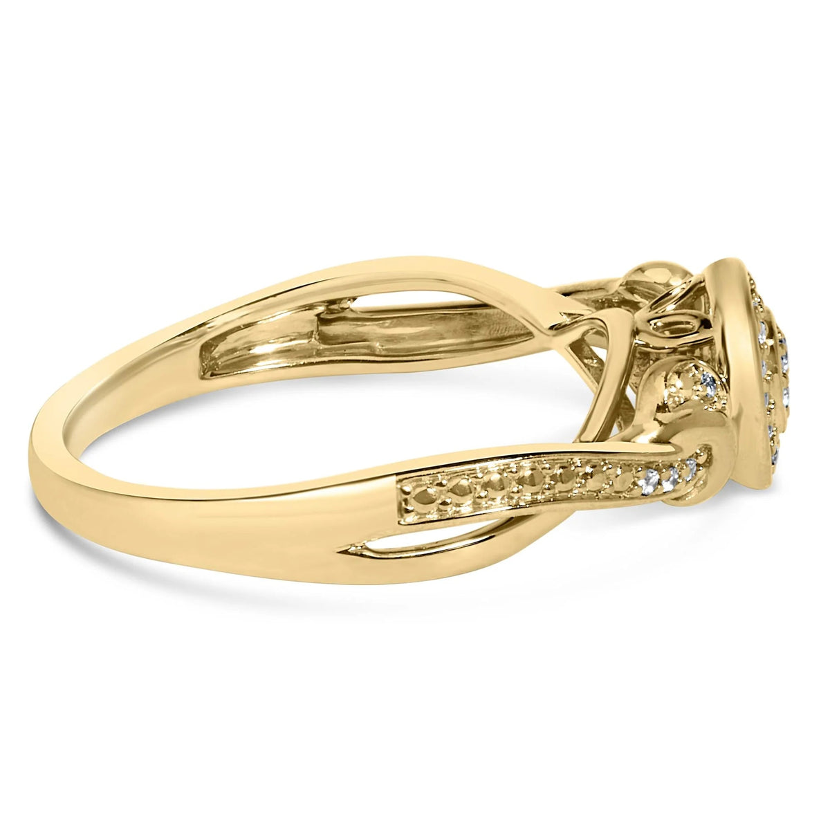 14K Yellow Gold Plated .925 Sterling Silver 1/10 Cttw Round - Cut Diamond Composite Halo Engagement Ring - LinkagejewelrydesignLinkagejewelrydesign