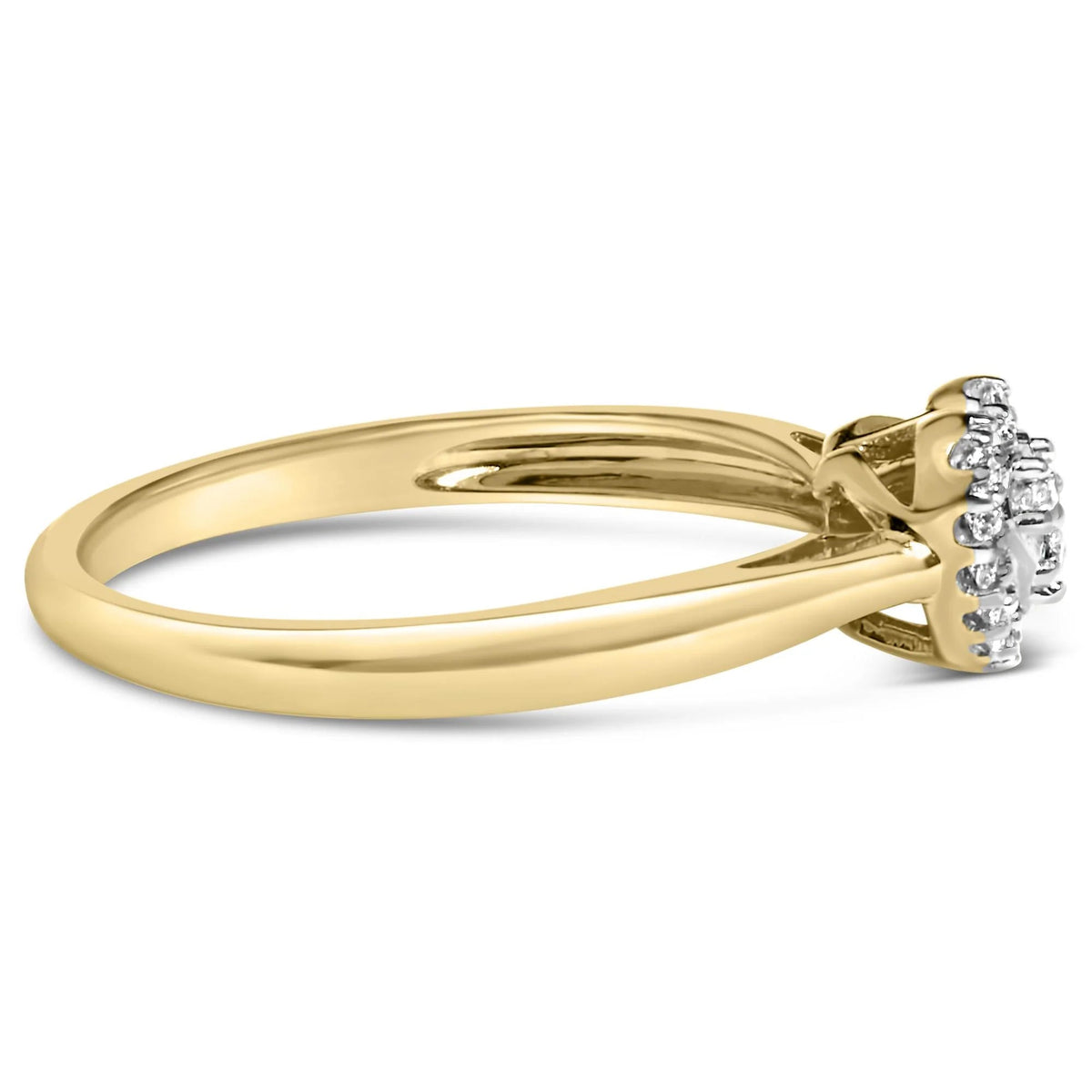 14K Yellow Gold Plated .925 Sterling Silver 1/10 Cttw Round - Cut Diamond Heart Engagement Ring (I - J Color, I3 Clarity) - LinkagejewelrydesignLinkagejewelrydesign