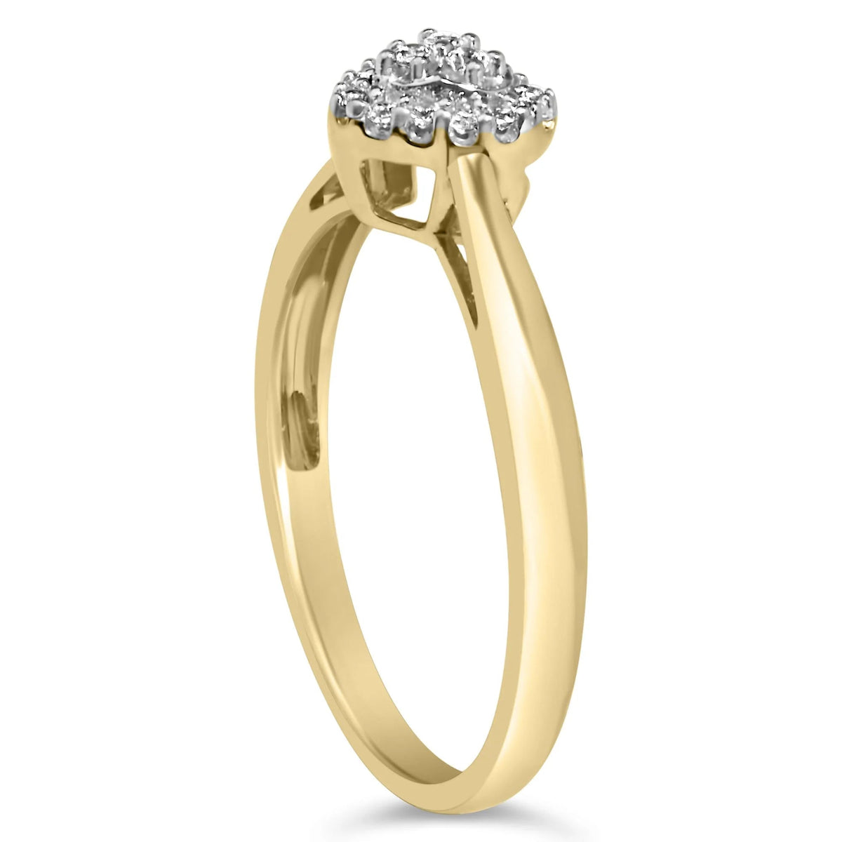 14K Yellow Gold Plated .925 Sterling Silver 1/10 Cttw Round - Cut Diamond Heart Engagement Ring (I - J Color, I3 Clarity) - LinkagejewelrydesignLinkagejewelrydesign