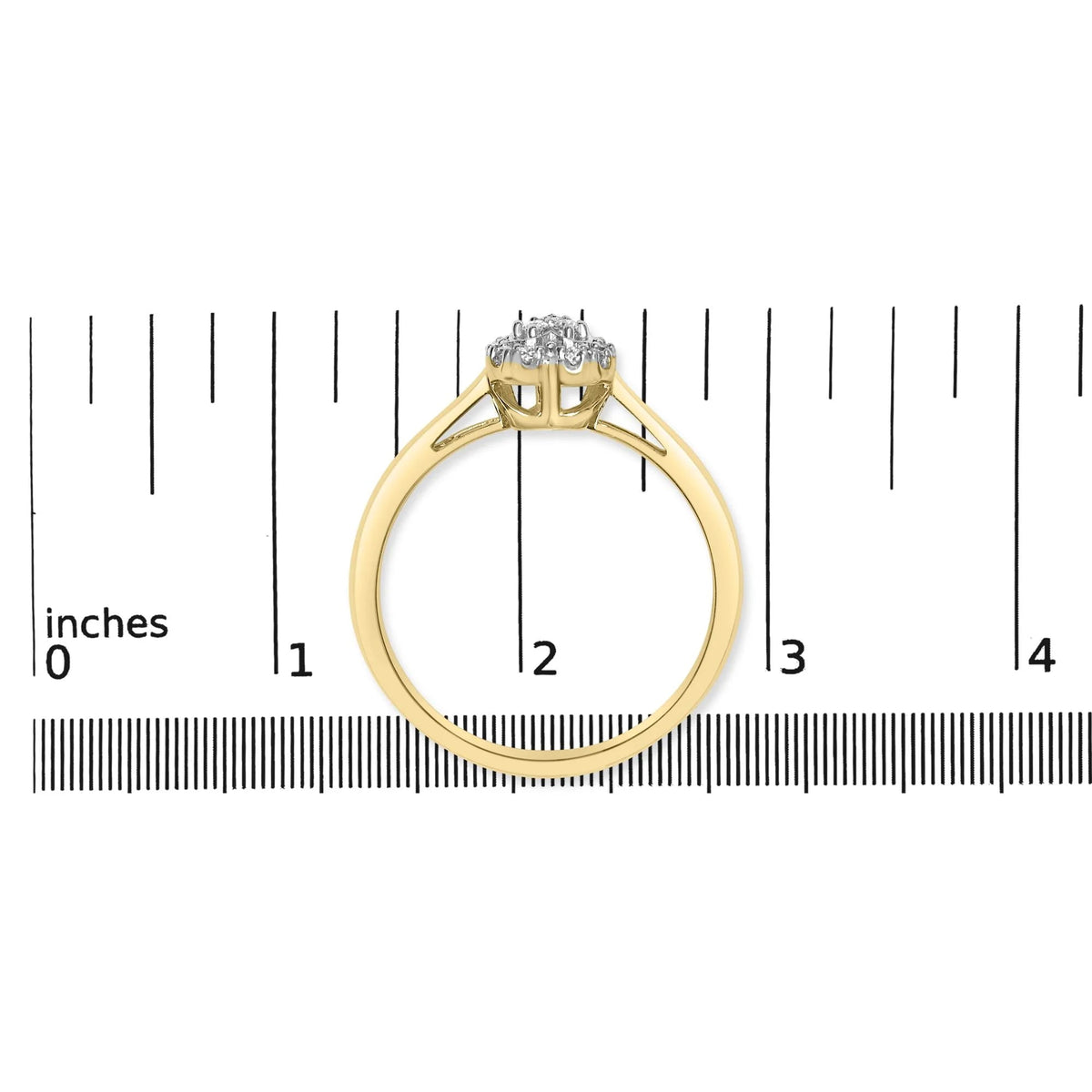 14K Yellow Gold Plated .925 Sterling Silver 1/10 Cttw Round - Cut Diamond Heart Engagement Ring (I - J Color, I3 Clarity) - LinkagejewelrydesignLinkagejewelrydesign