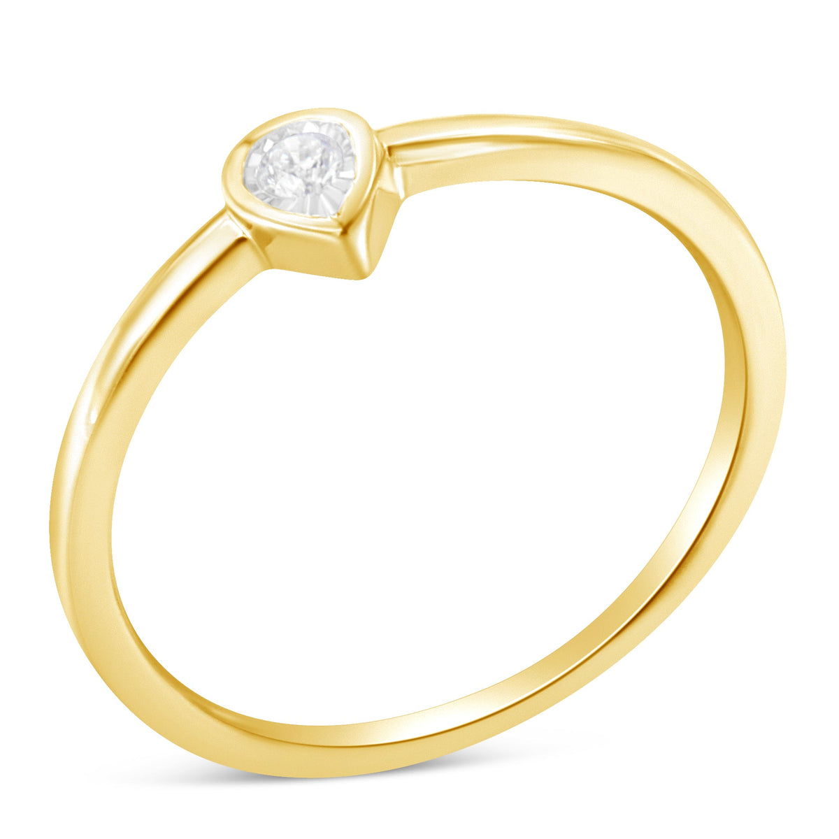 14K Yellow Gold Plated .925 Sterling Silver 1/20 Carat Diamond Teardrop Pear - Shaped Miracle Set Petite Fashion Ring (J - K Color, I1 - I2 Clarity) - LinkagejewelrydesignLinkagejewelrydesign