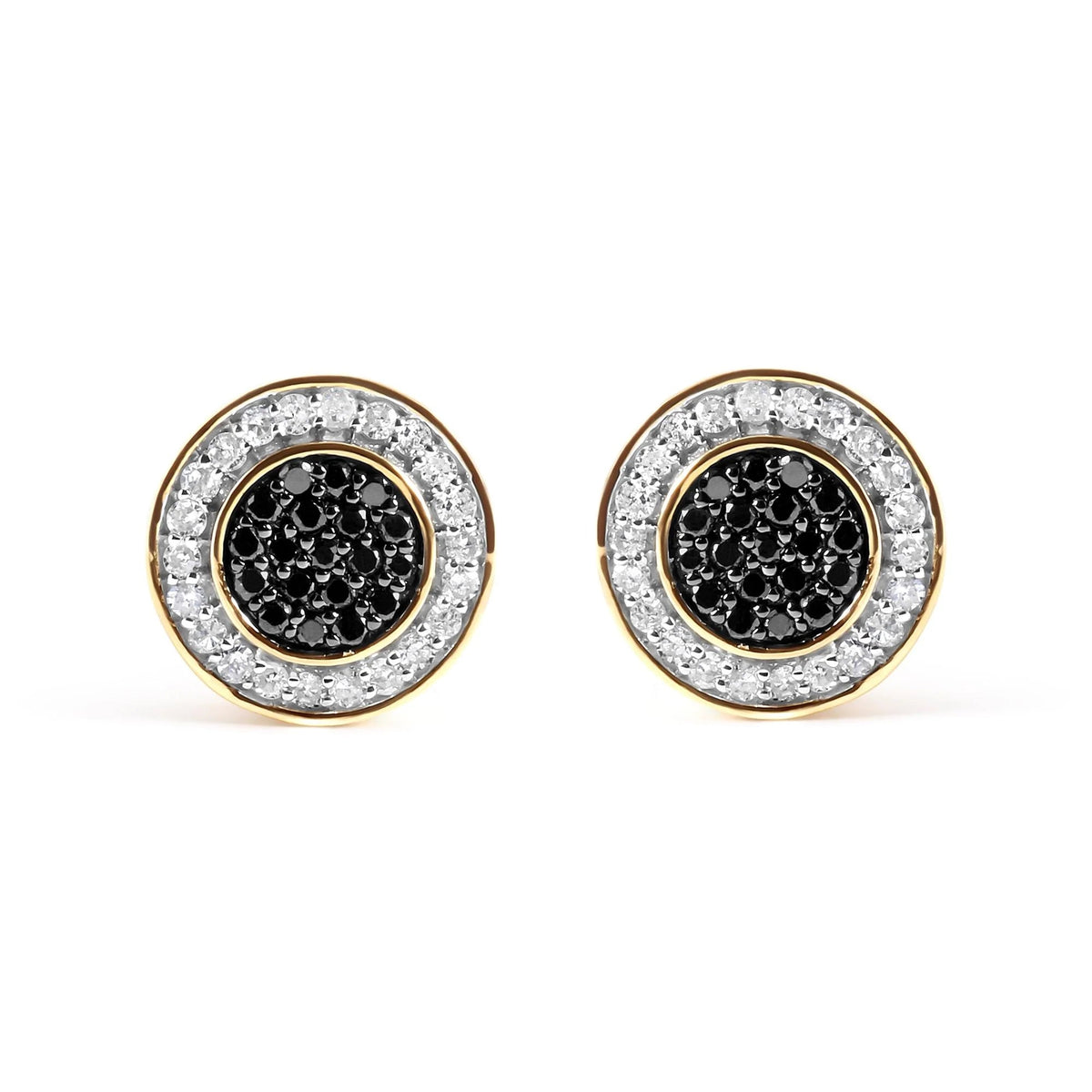 14K Yellow Gold Plated .925 Sterling Silver 1/3 Cttw White and Black Treated Diamond Earring (Black / I - J Color, I2 - I3 Clarity) - LinkagejewelrydesignLinkagejewelrydesign