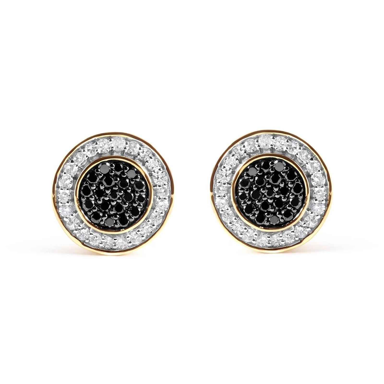 14K Yellow Gold Plated .925 Sterling Silver 1/3 Cttw White and Black Treated Diamond Earring (Black / I - J Color, I2 - I3 Clarity) - LinkagejewelrydesignLinkagejewelrydesign