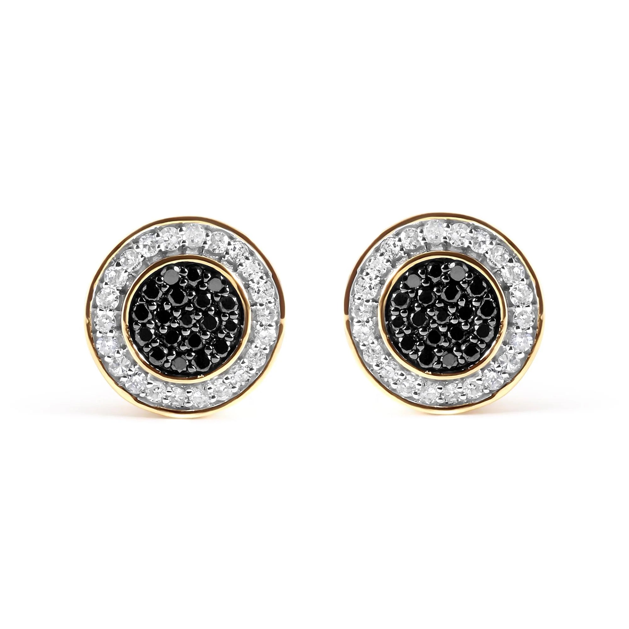 14K Yellow Gold Plated .925 Sterling Silver 1/3 Cttw White and Black Treated Diamond Earring (Black / I - J Color, I2 - I3 Clarity) - LinkagejewelrydesignLinkagejewelrydesign