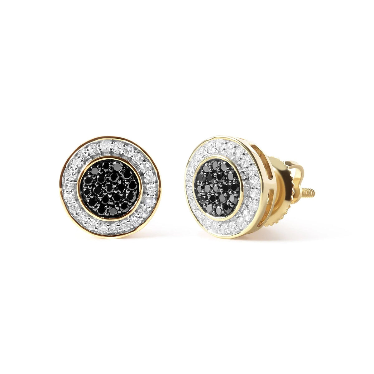14K Yellow Gold Plated .925 Sterling Silver 1/3 Cttw White and Black Treated Diamond Earring (Black / I - J Color, I2 - I3 Clarity) - LinkagejewelrydesignLinkagejewelrydesign