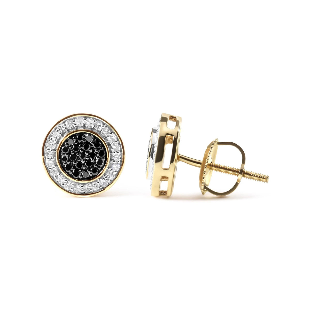 14K Yellow Gold Plated .925 Sterling Silver 1/3 Cttw White and Black Treated Diamond Earring (Black / I - J Color, I2 - I3 Clarity) - LinkagejewelrydesignLinkagejewelrydesign