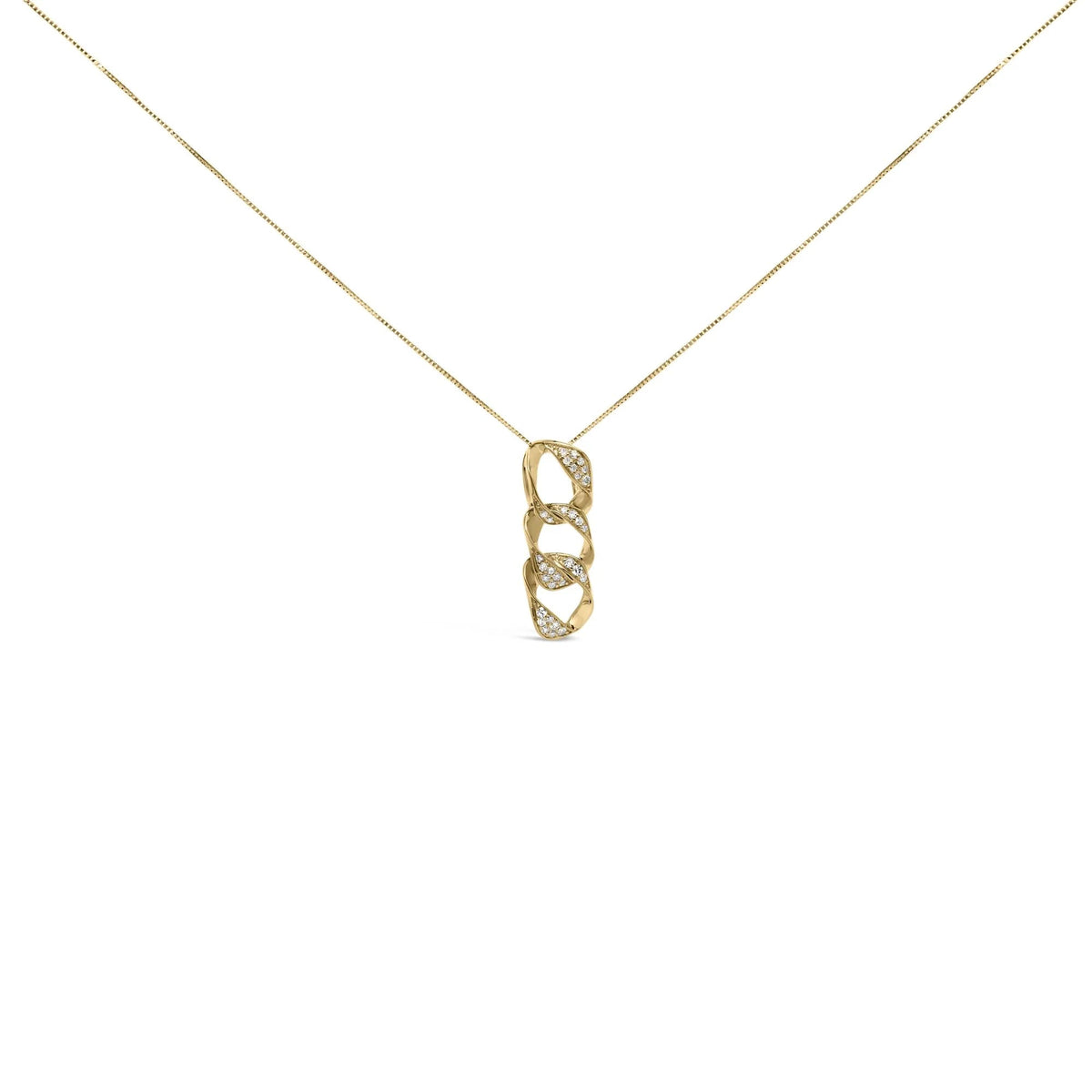 14K Yellow Gold Plated .925 Sterling Silver 1/6 Cttw Diamond Interlocking Triple Asymmetric Circle Hoop 18" Pendant Necklace (H - I Color, I1 - I2 Clarity) - LinkagejewelrydesignLinkagejewelrydesign