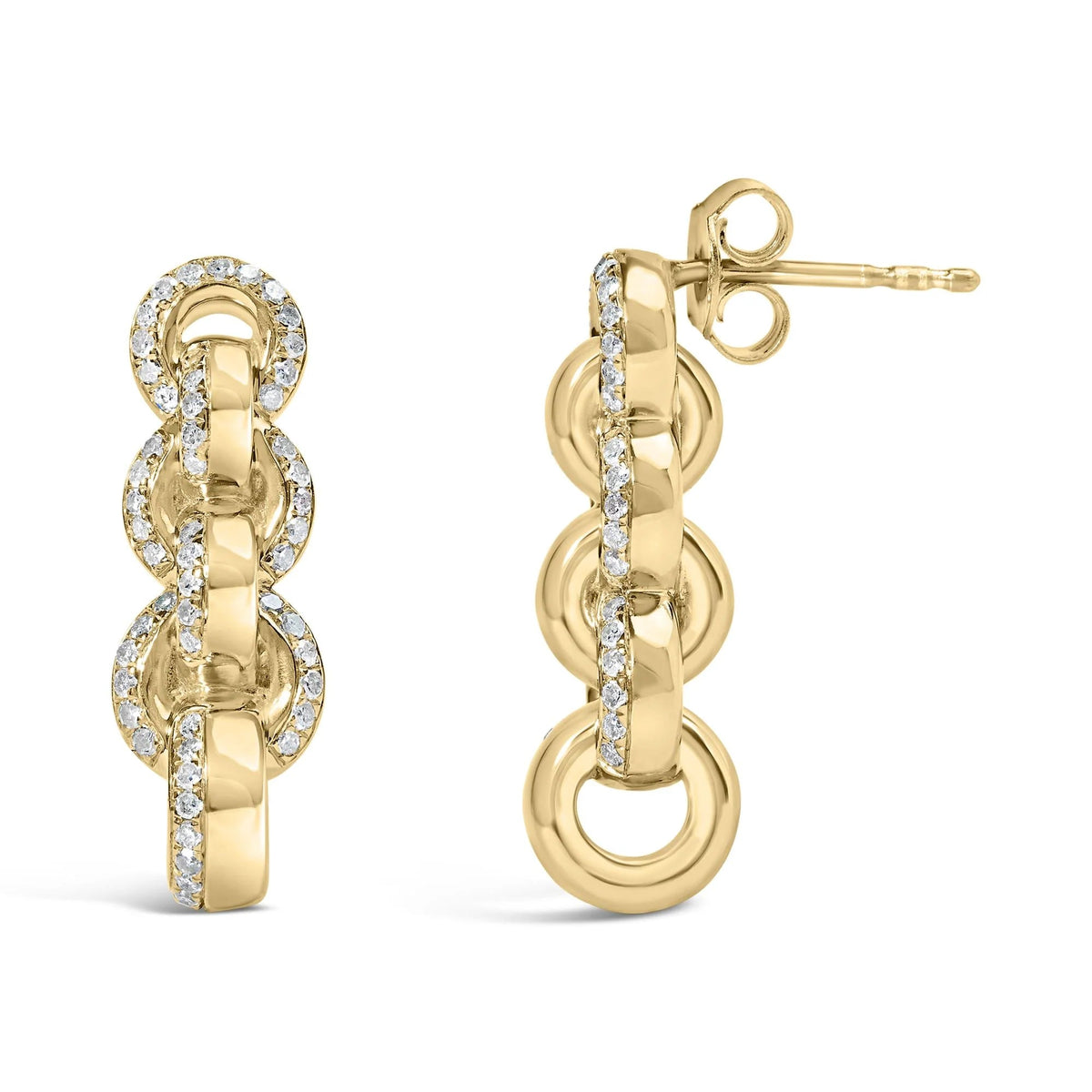 14K Yellow Gold Plated .925 Sterling Silver 3/4 Cttw Diamond Chain Link Drop Earrings (H - I Color, I1 - I2 Clarity) - LinkagejewelrydesignLinkagejewelrydesign