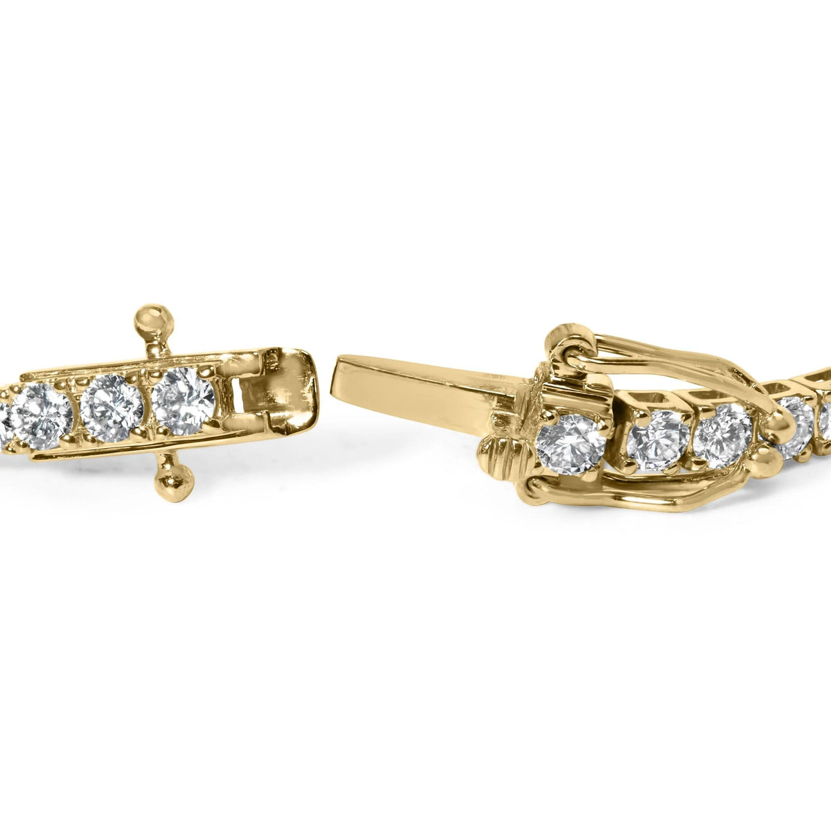14K Yellow Gold Plated .925 Sterling Silver 5.00 cttw 4 - Prong Set Brilliant Round - Cut Diamond Classic Tennis Bracelet (J - K Color, I2 - I3 Clarity) - Size 7.25" - LinkagejewelrydesignLinkagejewelrydesign
