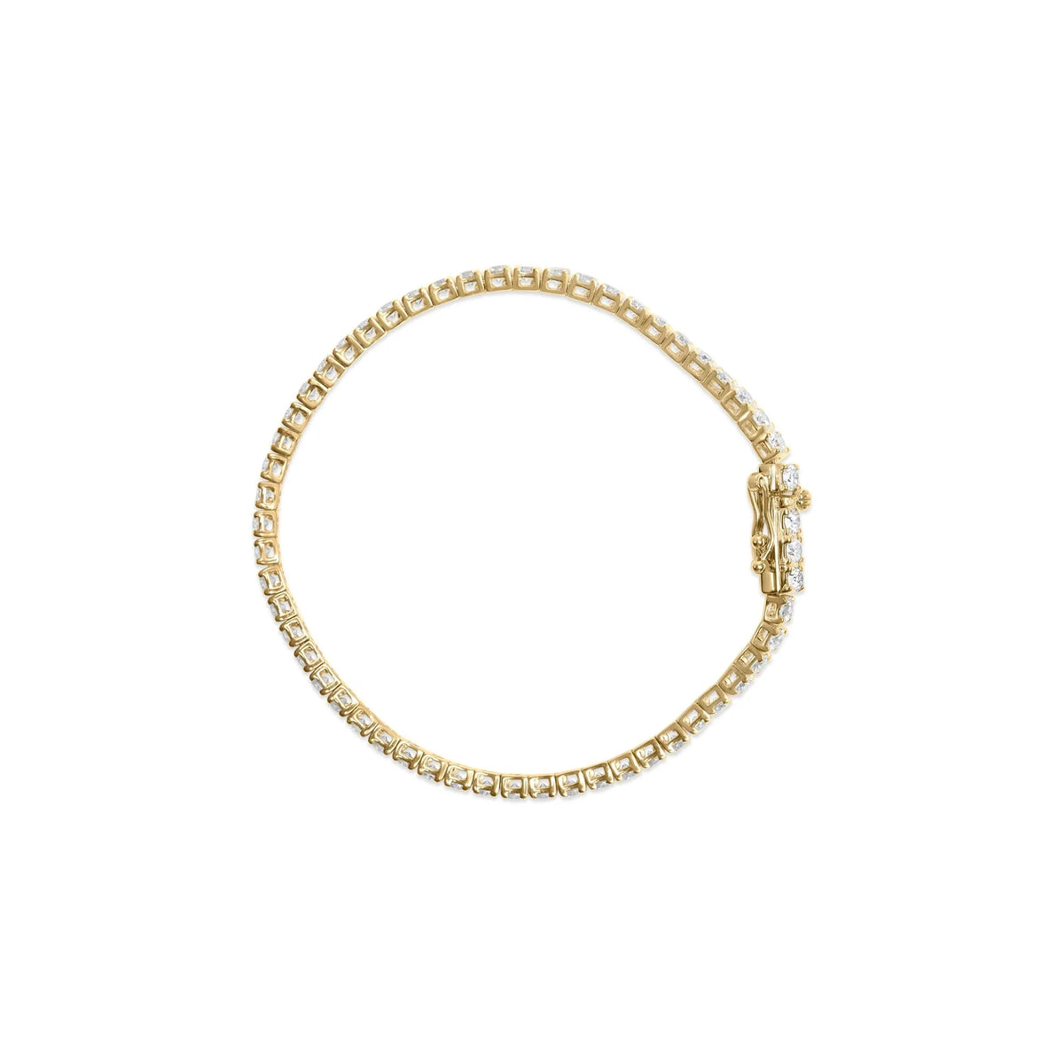14K Yellow Gold Plated .925 Sterling Silver 5.00 cttw 4 - Prong Set Brilliant Round - Cut Diamond Classic Tennis Bracelet (J - K Color, I2 - I3 Clarity) - Size 7.25" - LinkagejewelrydesignLinkagejewelrydesign