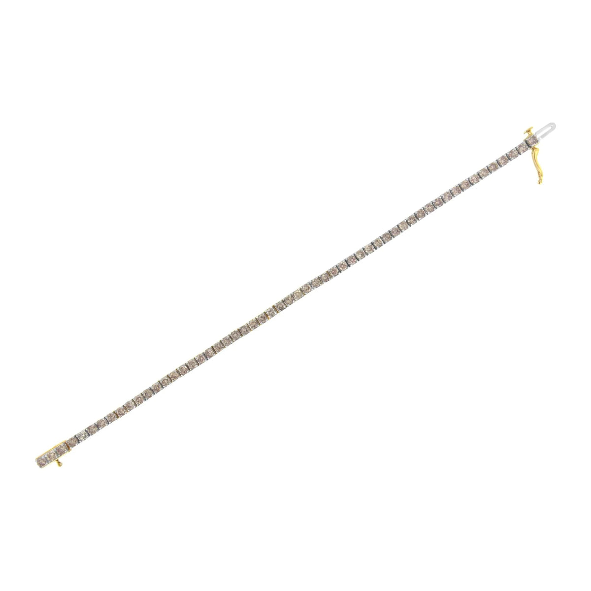 14K Yellow Gold Plated .925 Sterling Silver 5.00 cttw 4 - Prong Set Brilliant Round - Cut Diamond Classic Tennis Bracelet (J - K Color, I2 - I3 Clarity) - Size 7.25" - LinkagejewelrydesignLinkagejewelrydesign