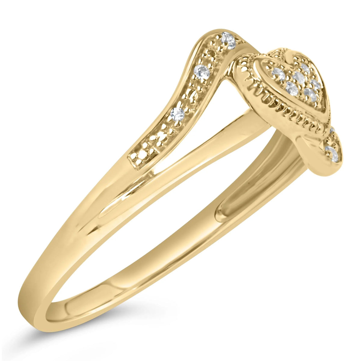 14K Yellow Gold Plated .925 Sterling Silver Diamond Accent Filigree Heart Promise Ring (I - J Color, I3 Clarity) - LinkagejewelrydesignLinkagejewelrydesign