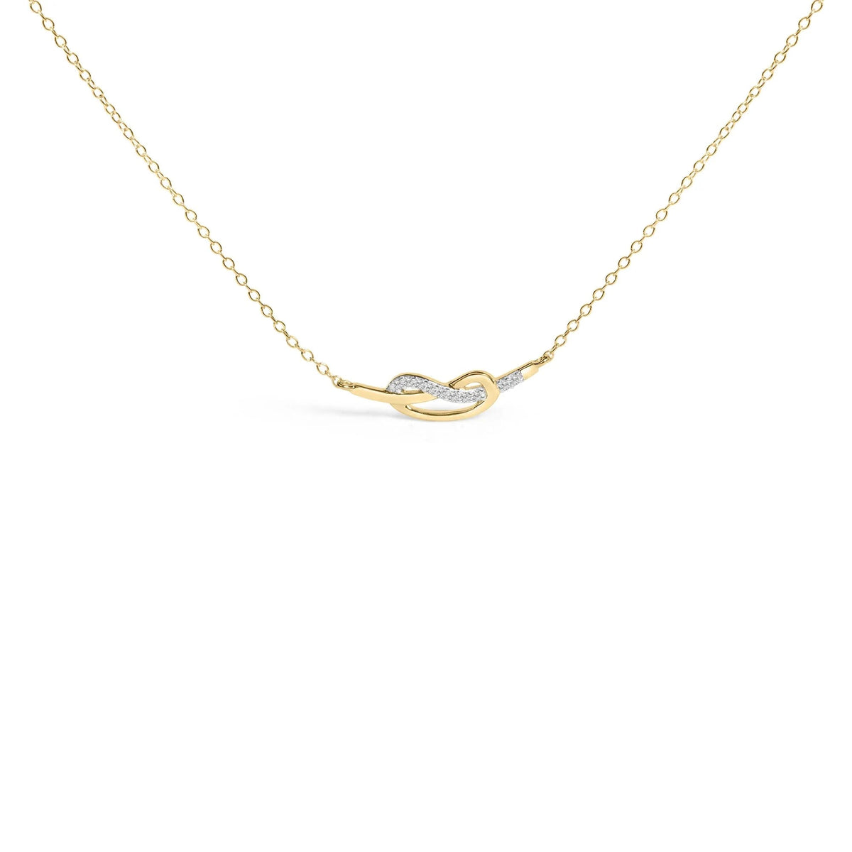 14K Yellow Gold Plated .925 Sterling Silver Diamond Accent Infinity Ribbon Pendant Necklace (I - J Color, I1 - I2 Clarity) - &quot;18 Inch - LinkagejewelrydesignLinkagejewelrydesign