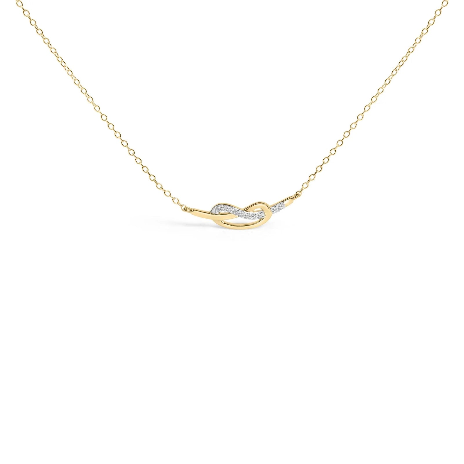 14K Yellow Gold Plated .925 Sterling Silver Diamond Accent Infinity Ribbon Pendant Necklace (I - J Color, I1 - I2 Clarity) - "18 Inch - LinkagejewelrydesignLinkagejewelrydesign