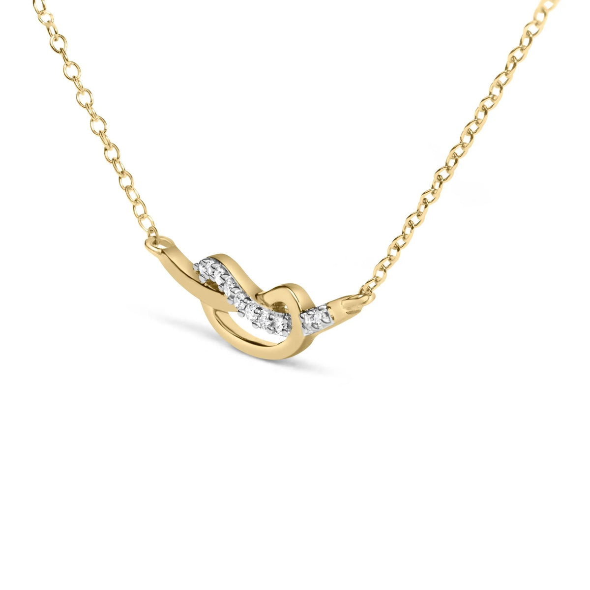 14K Yellow Gold Plated .925 Sterling Silver Diamond Accent Infinity Ribbon Pendant Necklace (I - J Color, I1 - I2 Clarity) - &quot;18 Inch - LinkagejewelrydesignLinkagejewelrydesign