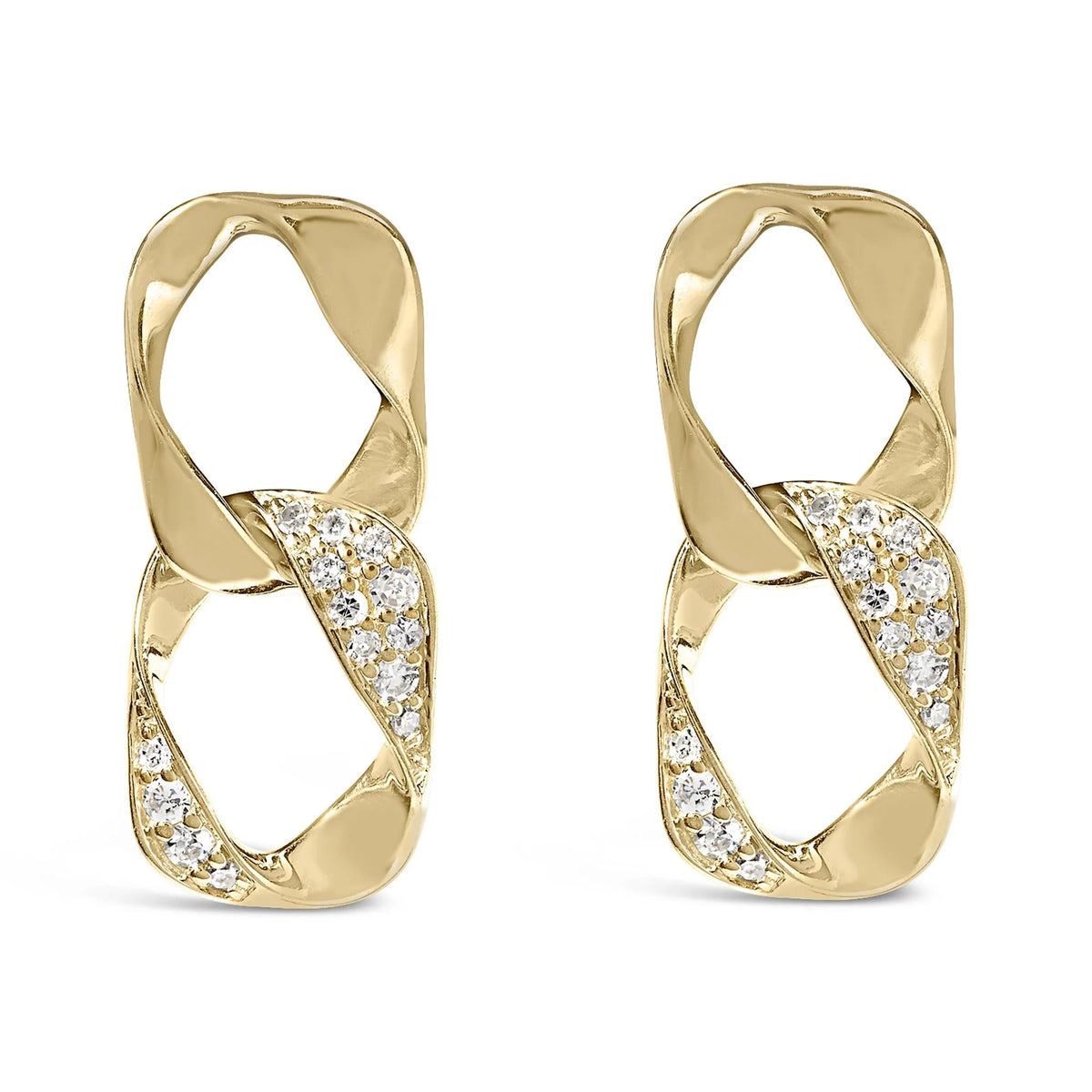 14K Yellow Gold Plated .925 Sterling Silver Open Link 1/5 Cttw Diamond Drop Earrings (H - I Color, I1 - I2 Clarity) - LinkagejewelrydesignLinkagejewelrydesign