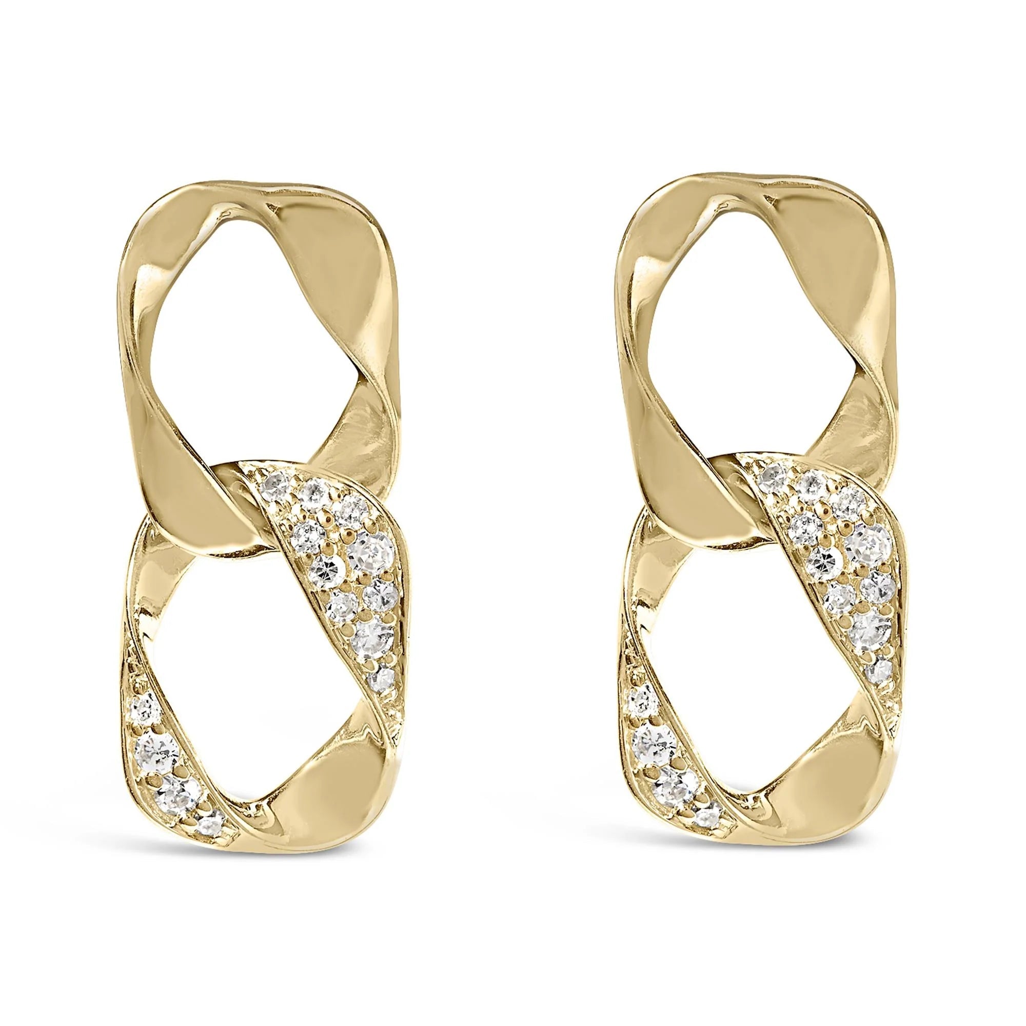 14K Yellow Gold Plated .925 Sterling Silver Open Link 1/5 Cttw Diamond Drop Earrings (H - I Color, I1 - I2 Clarity) - LinkagejewelrydesignLinkagejewelrydesign