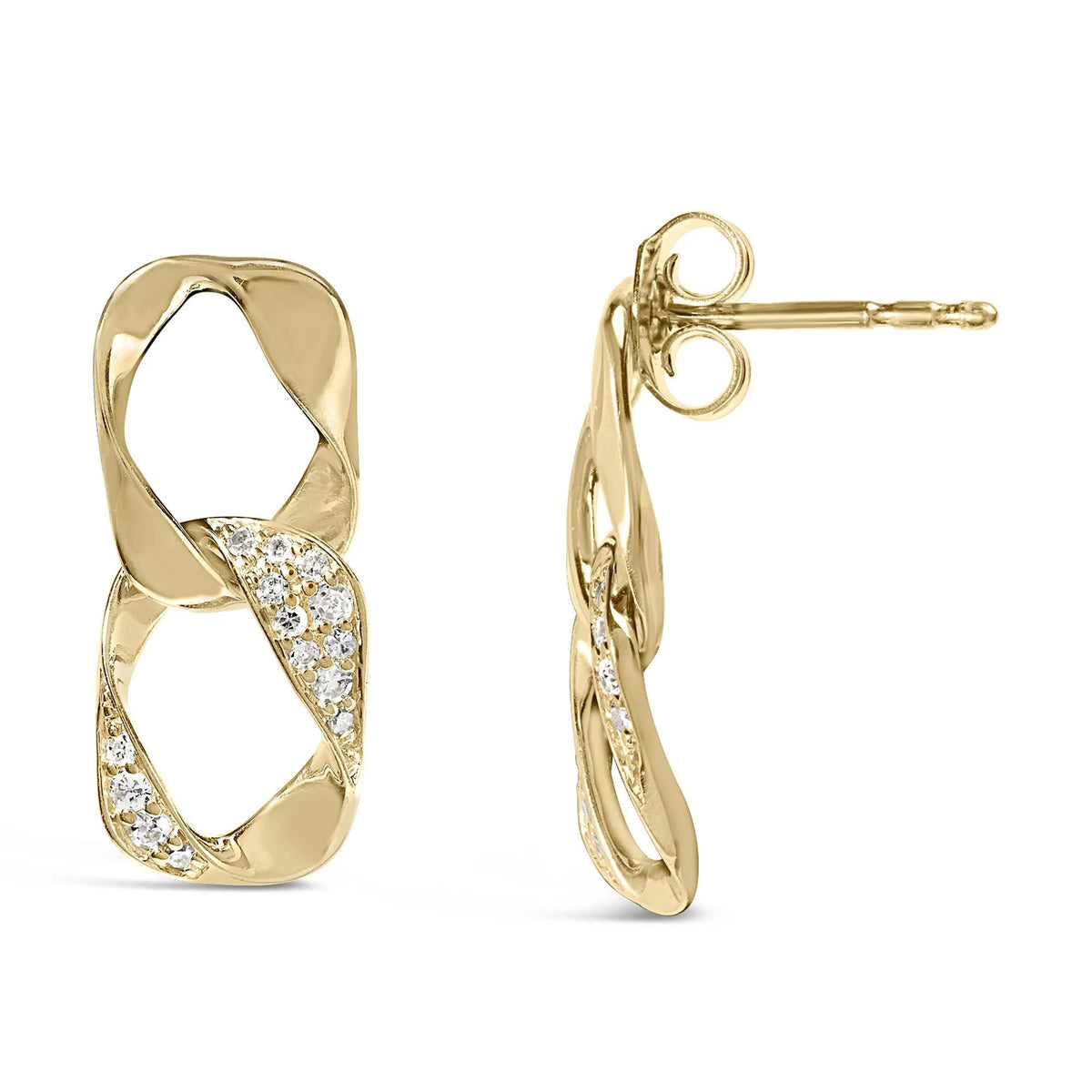 14K Yellow Gold Plated .925 Sterling Silver Open Link 1/5 Cttw Diamond Drop Earrings (H - I Color, I1 - I2 Clarity) - LinkagejewelrydesignLinkagejewelrydesign