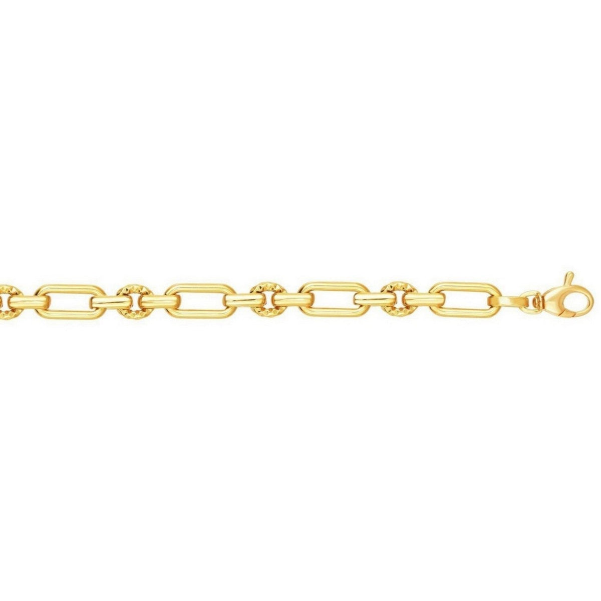 14k Yellow Gold Polished and Textured Link Bracelet (6.30 mm) - LinkagejewelrydesignLinkagejewelrydesign