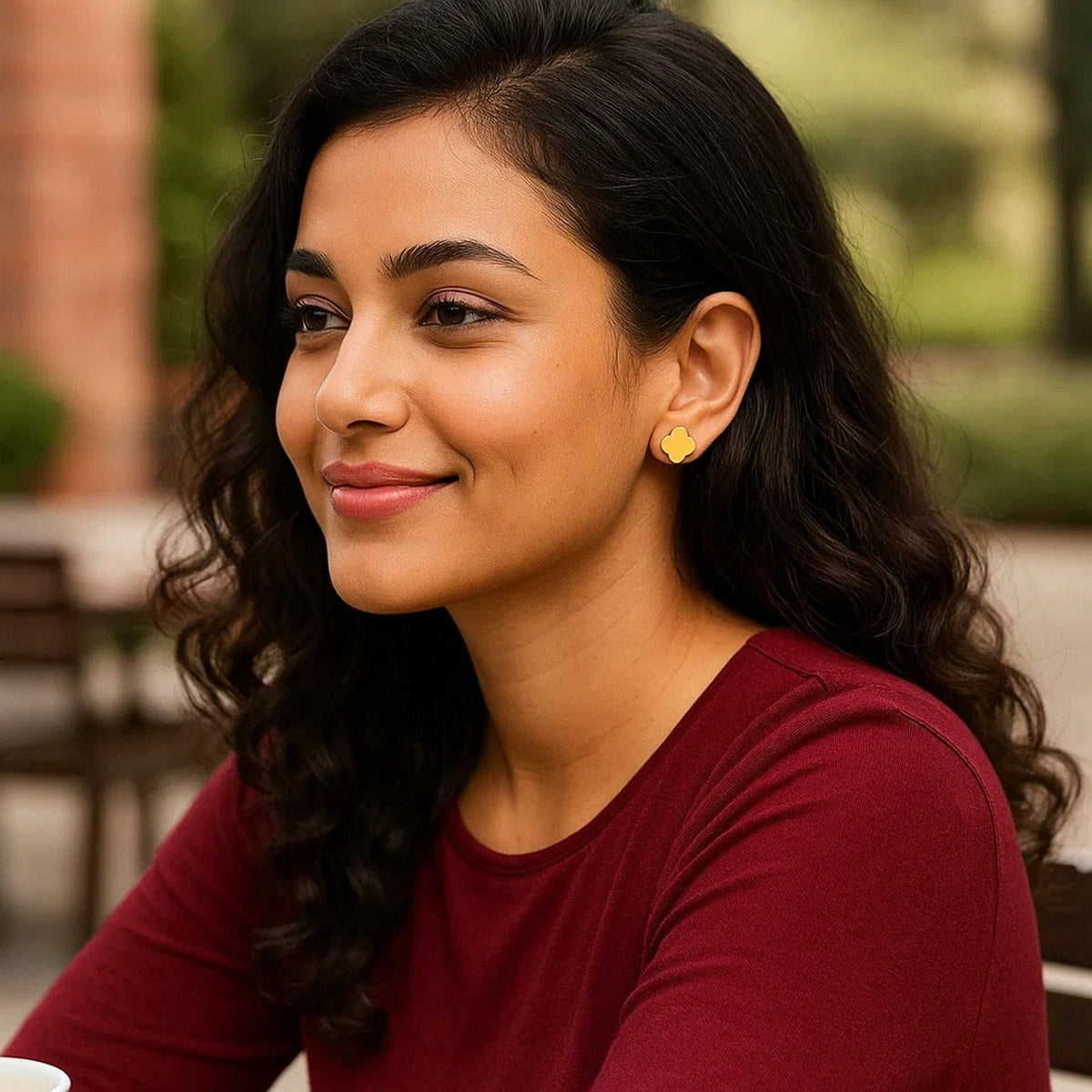 14K Yellow Gold Polished Clover Stud Earrings - LinkagejewelrydesignLinkagejewelrydesign