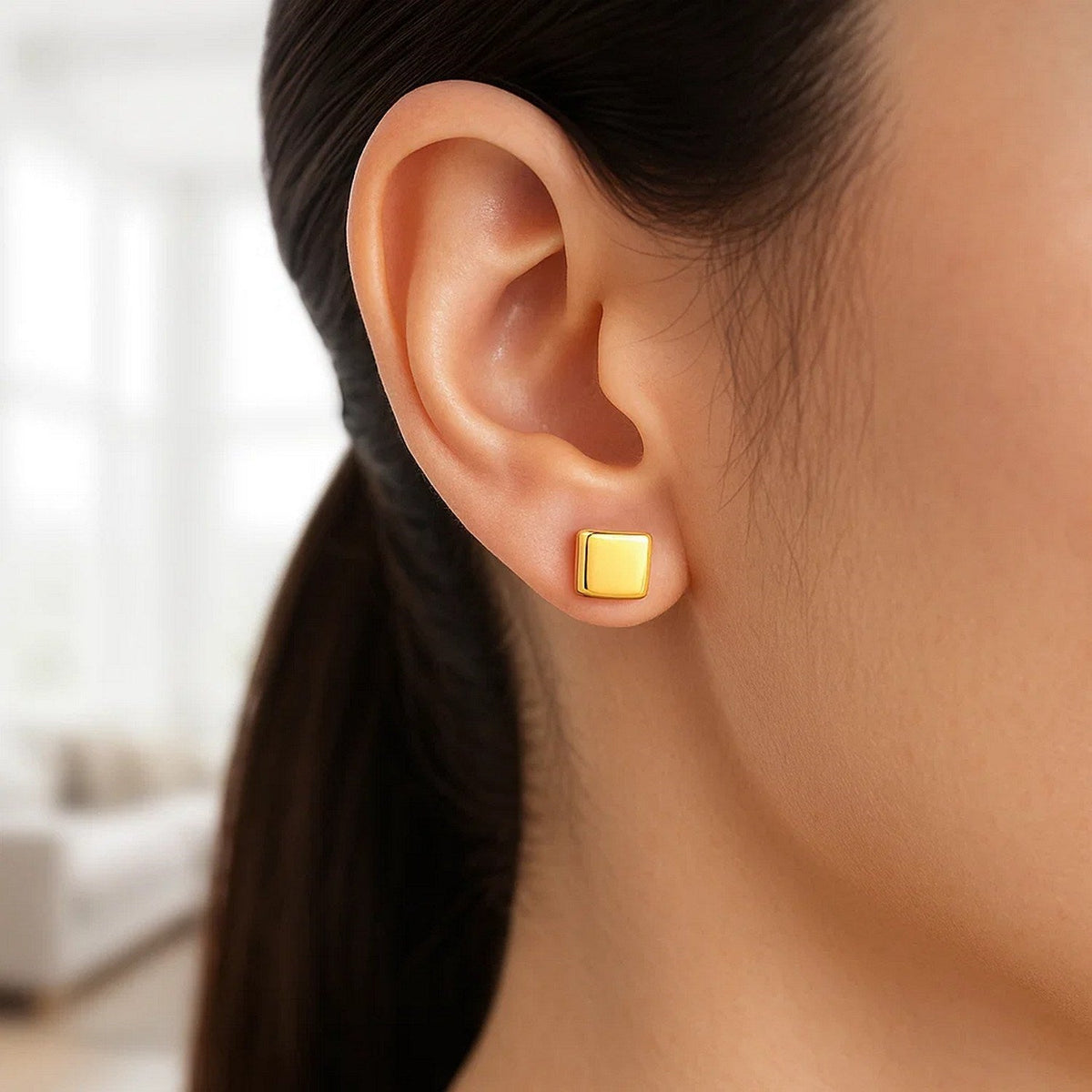 14k Yellow Gold Polished Cube Post Earrings - LinkagejewelrydesignLinkagejewelrydesign